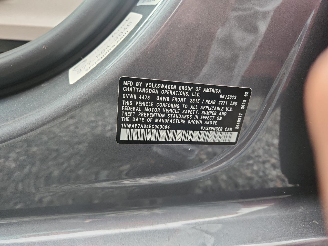 2014 Volkswagen Passat S Gray vin: 1VWAP7A34EC003004