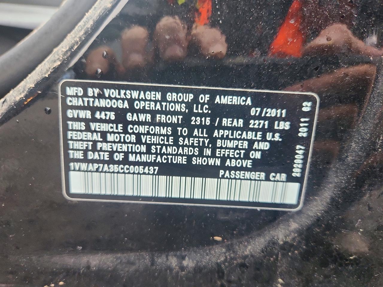 2012 Volkswagen Passat S Black vin: 1VWAP7A35CC005437