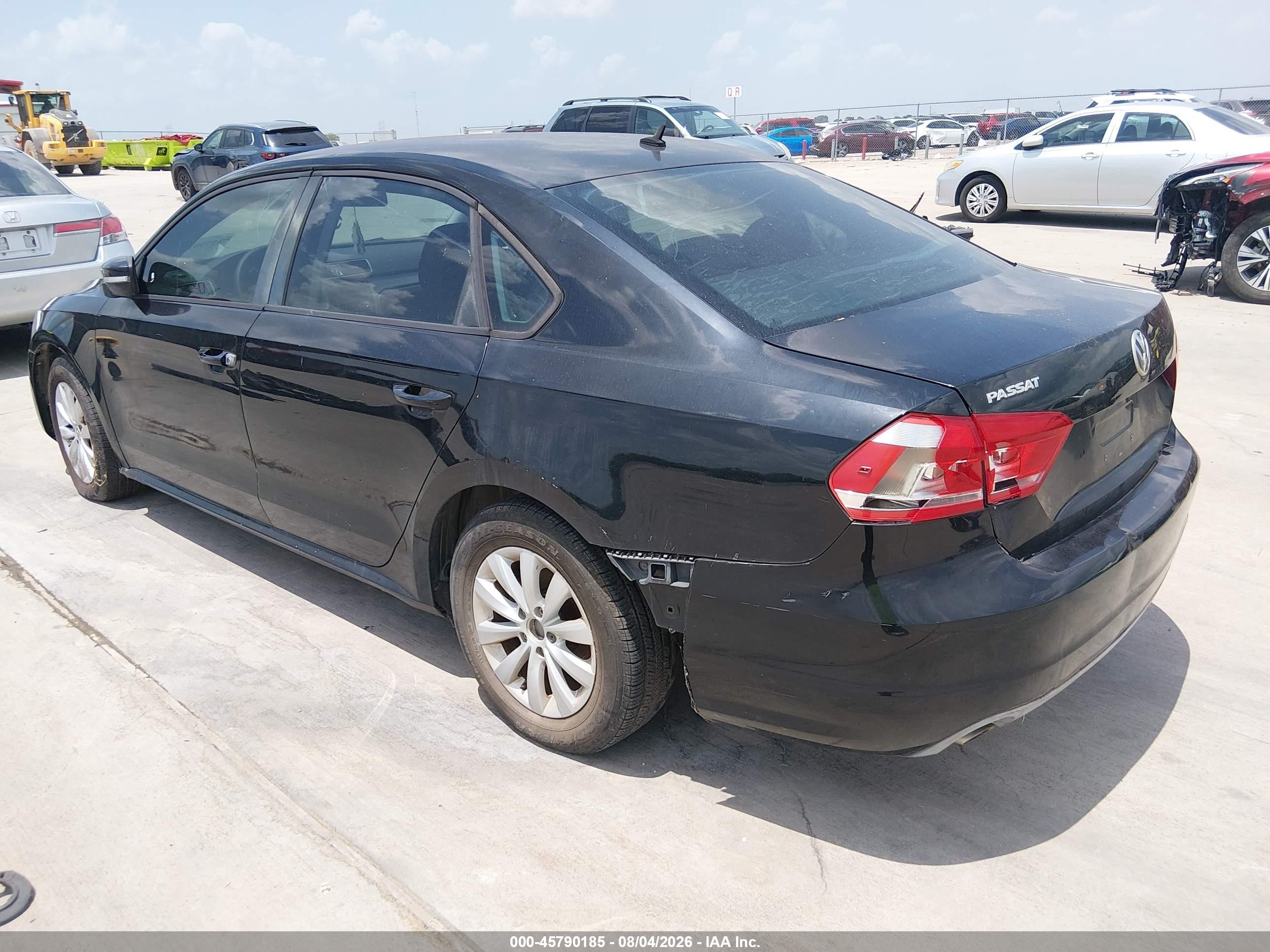 2013 Volkswagen Passat 2.5l S Black vin: 1VWAP7A35DC020392