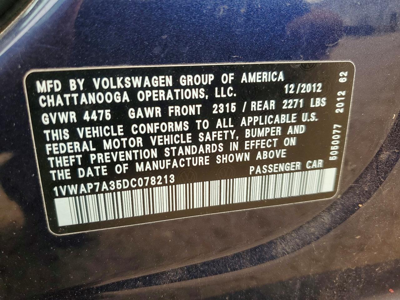 2013 Volkswagen Passat S Blue vin: 1VWAP7A35DC078213