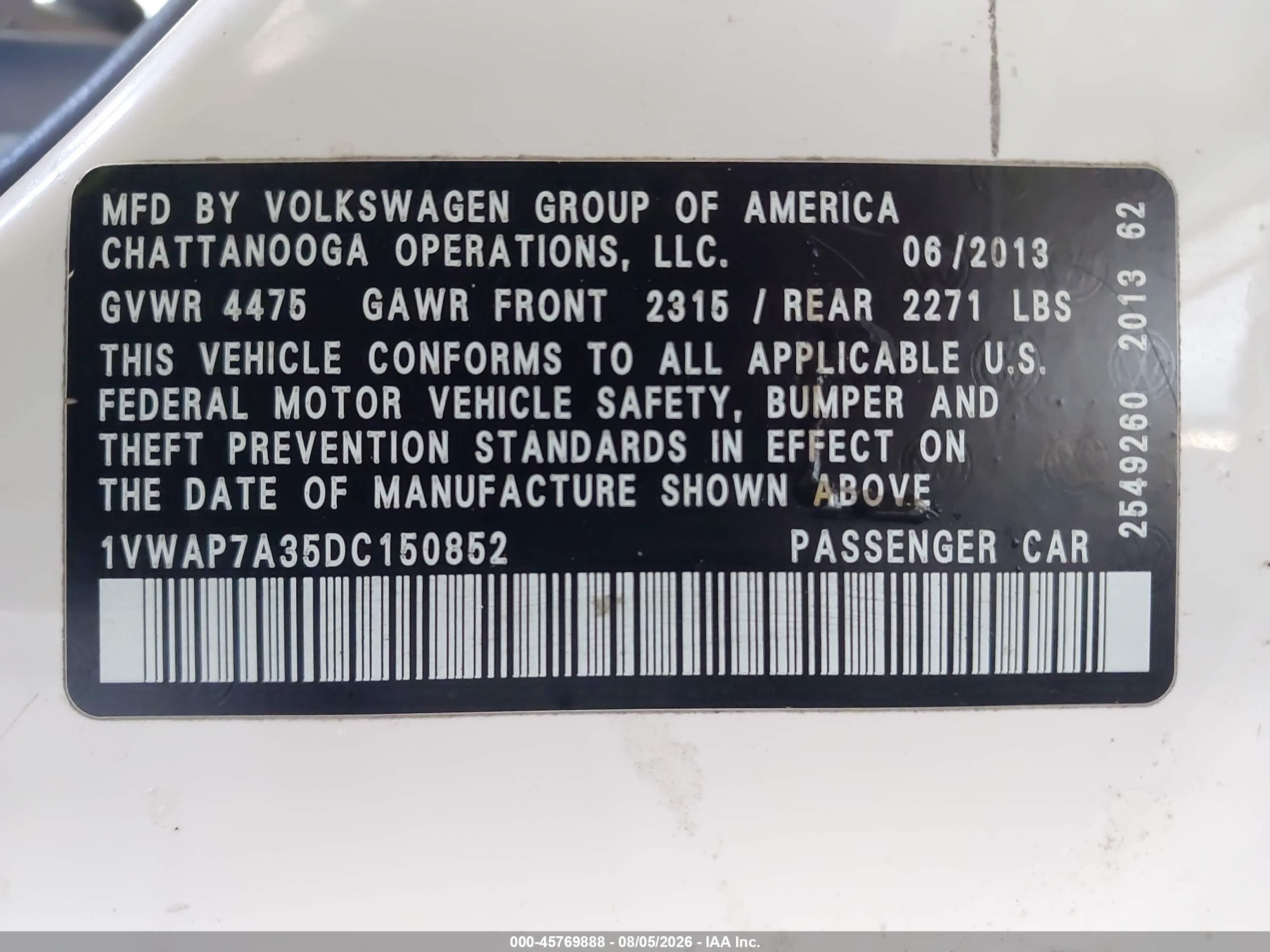 2013 Volkswagen Passat 2.5l Wolfsburg Edition Белый vin: 1VWAP7A35DC150852