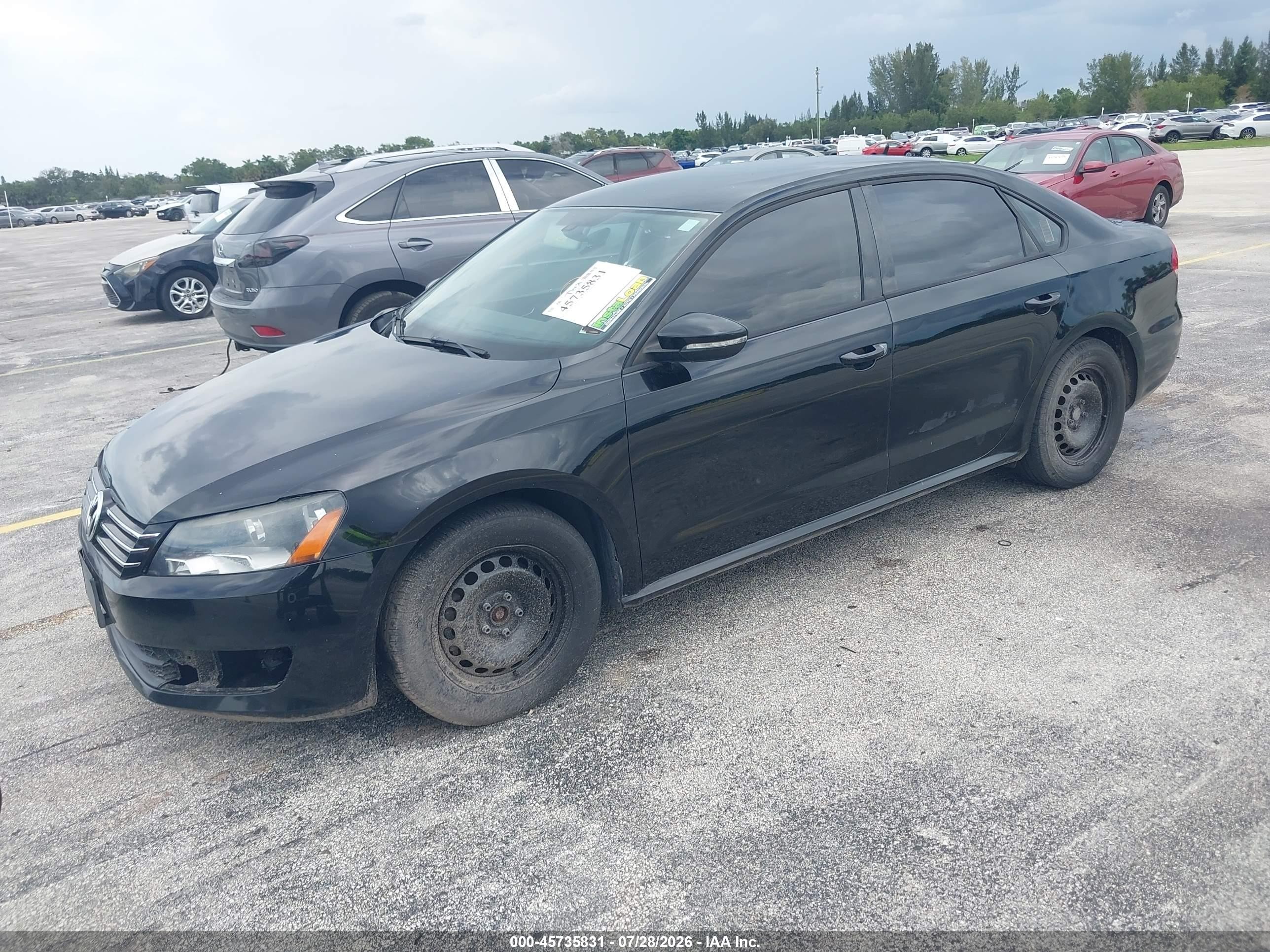 2012 Volkswagen Passat 2.5l S Black vin: 1VWAP7A36CC035014