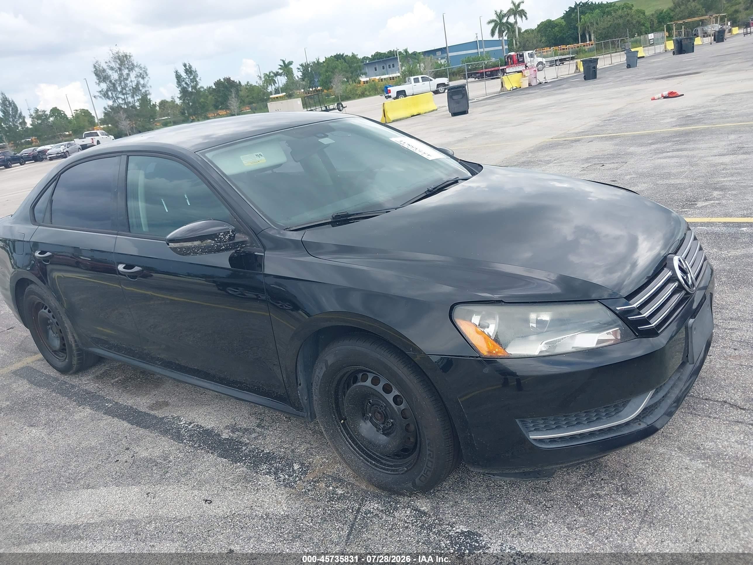 2012 Volkswagen Passat 2.5l S Black vin: 1VWAP7A36CC035014