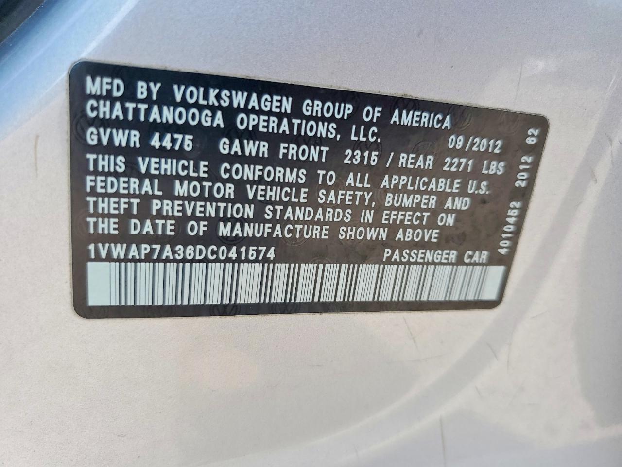 2013 Volkswagen Passat S Silver vin: 1VWAP7A36DC041574