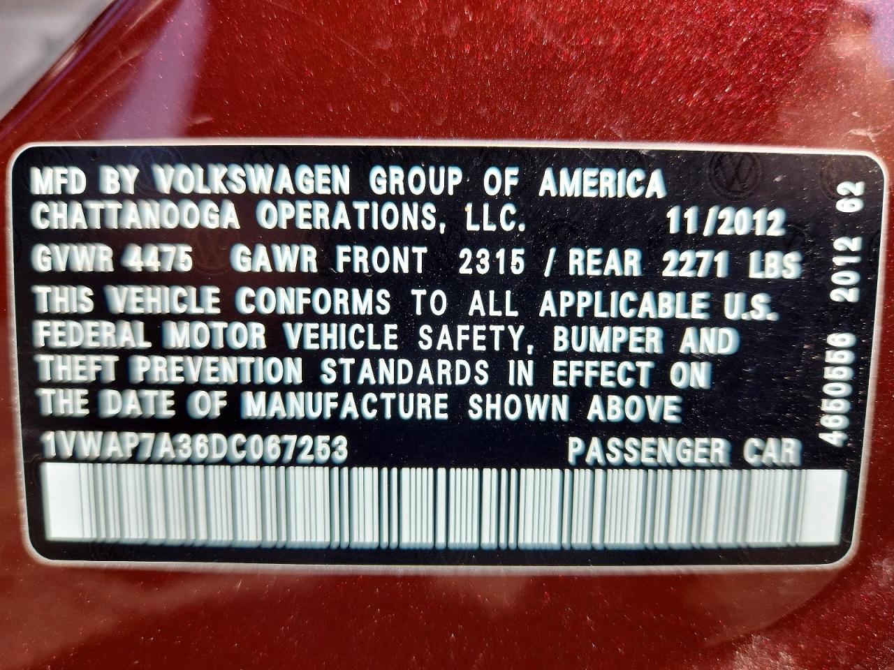 2013 Volkswagen Passat S Maroon vin: 1VWAP7A36DC067253