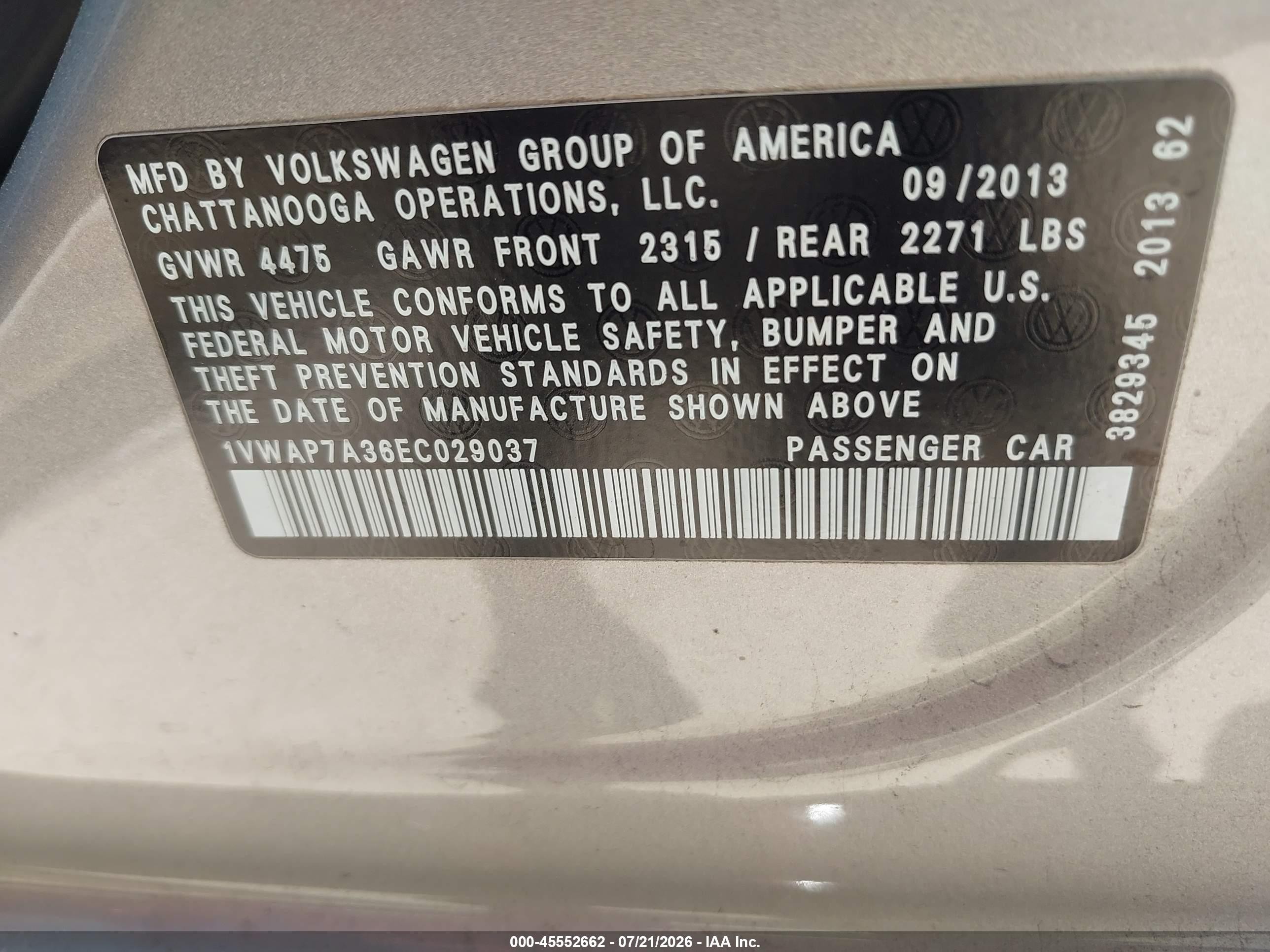 2014 Volkswagen Passat 2.5l S Gray vin: 1VWAP7A36EC029037