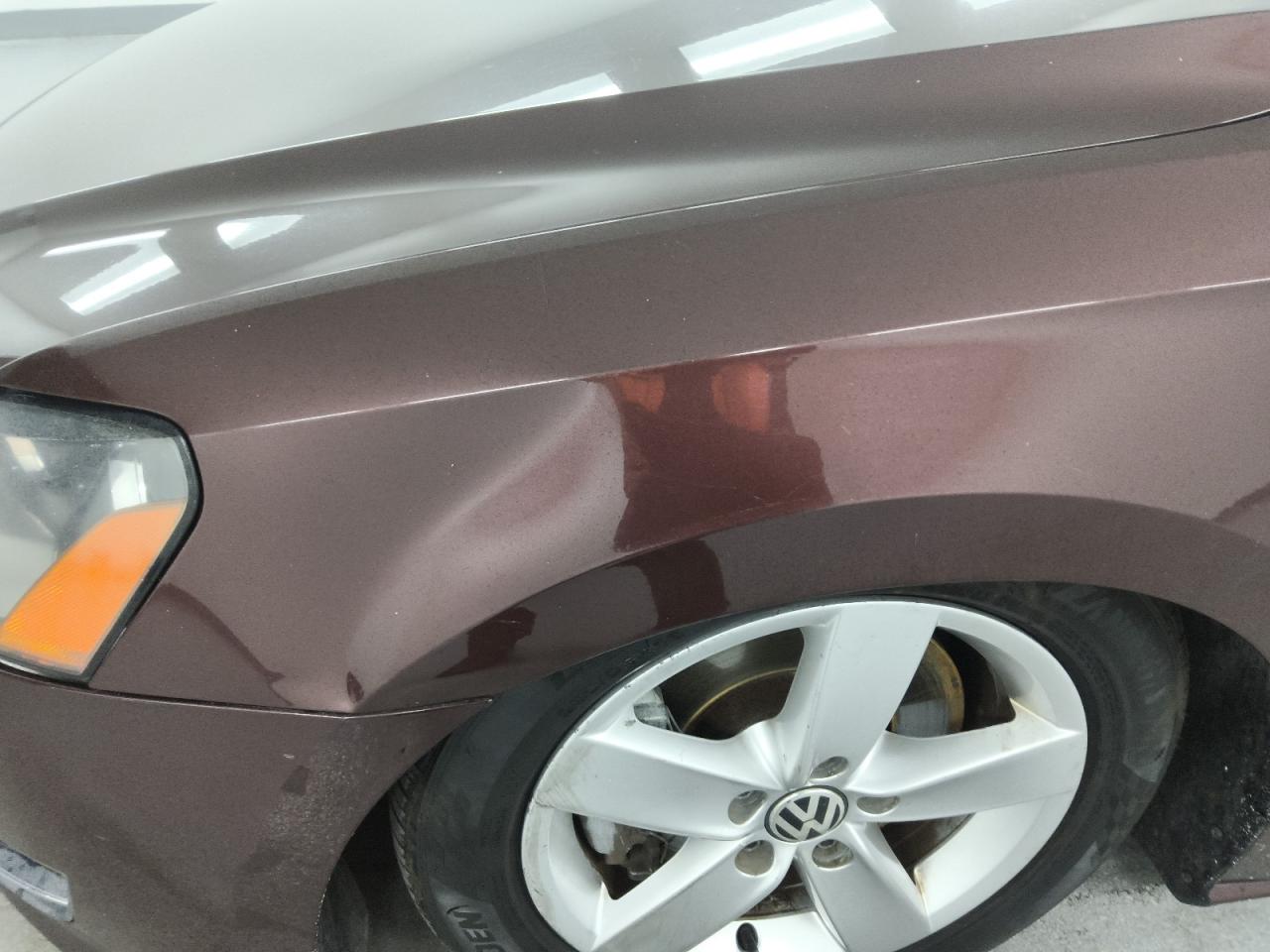 2013 Volkswagen Passat S Burgundy vin: 1VWAP7A39DC052052 Damage: Left Front Fender, Dent(S) W/ Paint Dmg, 2 To 3 Inches