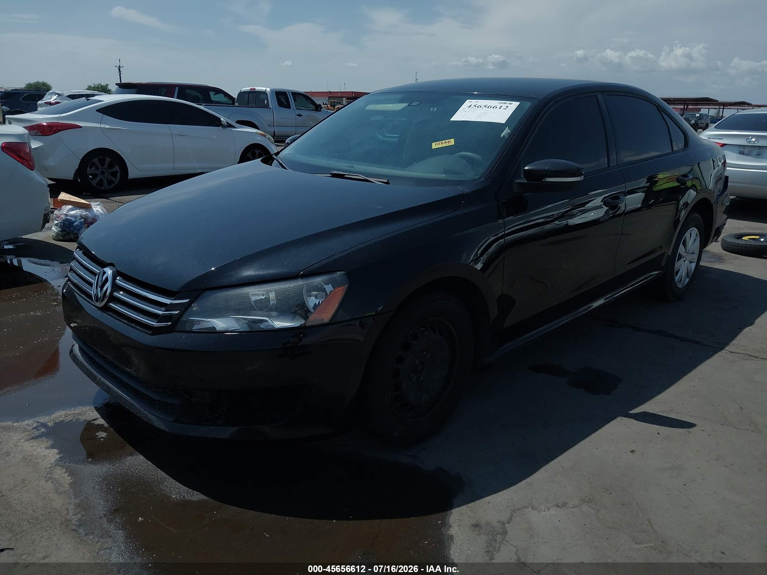 2013 Volkswagen Passat 2.5l S Black vin: 1VWAP7A39DC149638