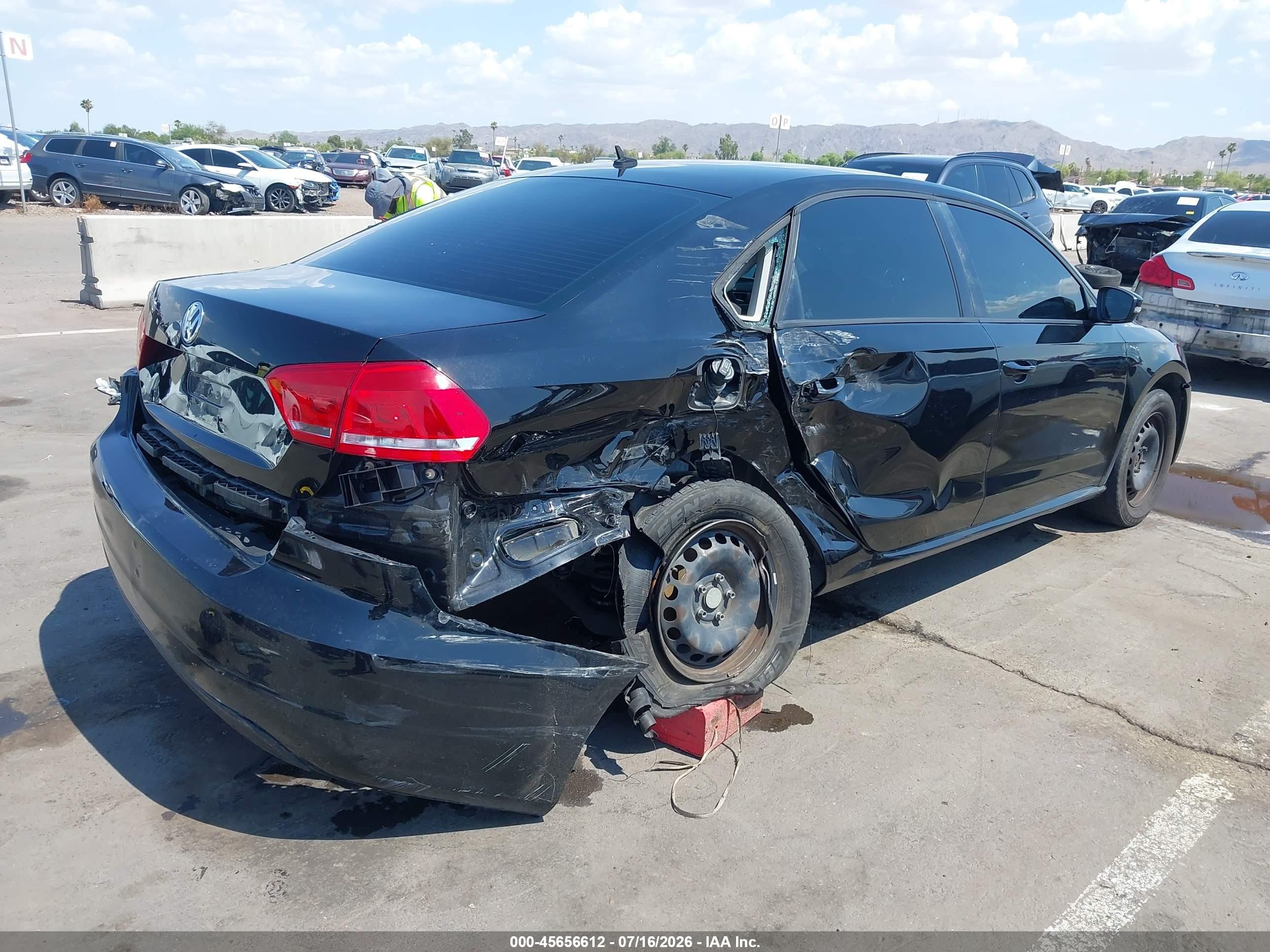 2013 Volkswagen Passat 2.5l S Black vin: 1VWAP7A39DC149638
