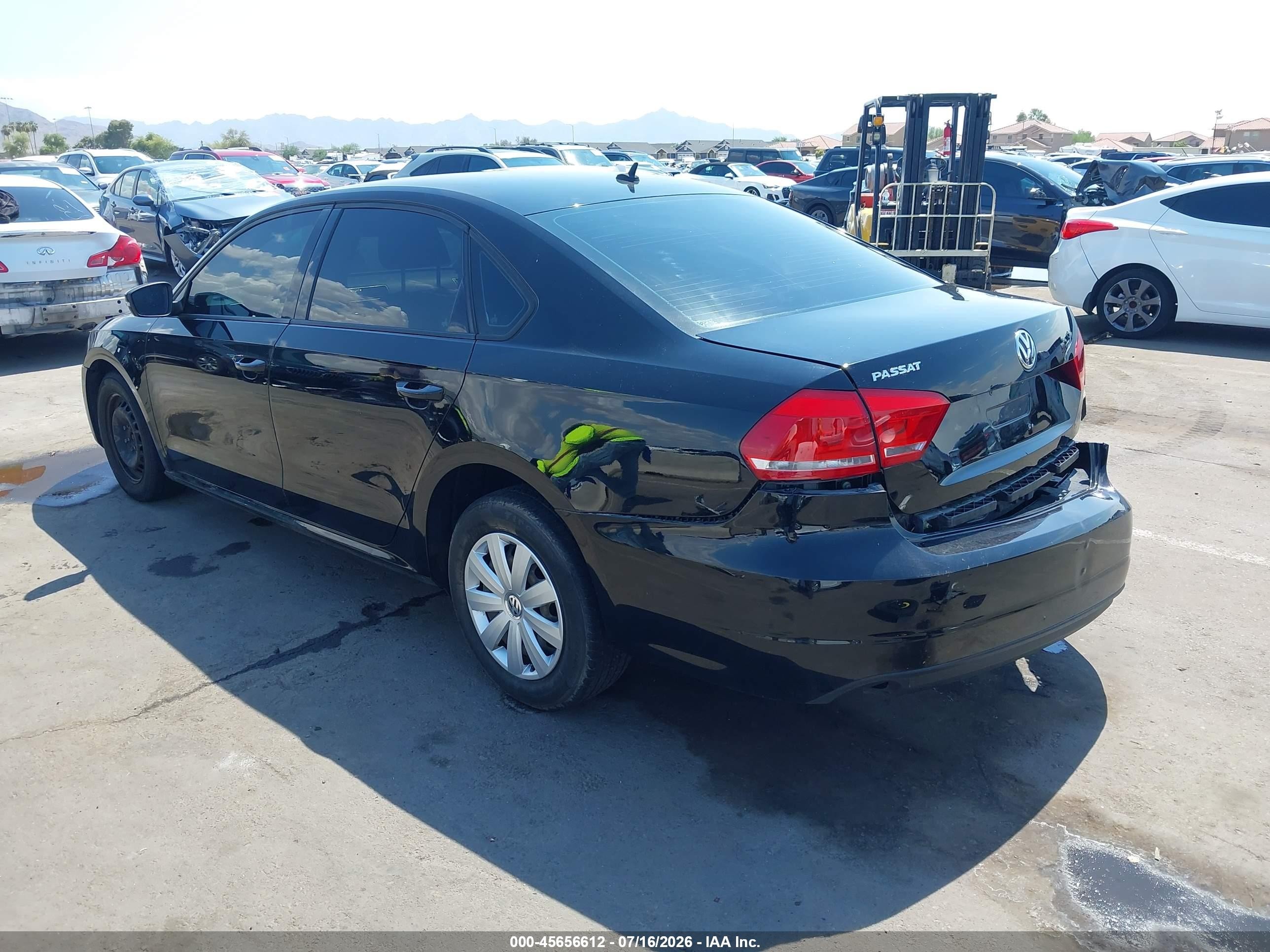 2013 Volkswagen Passat 2.5l S Black vin: 1VWAP7A39DC149638
