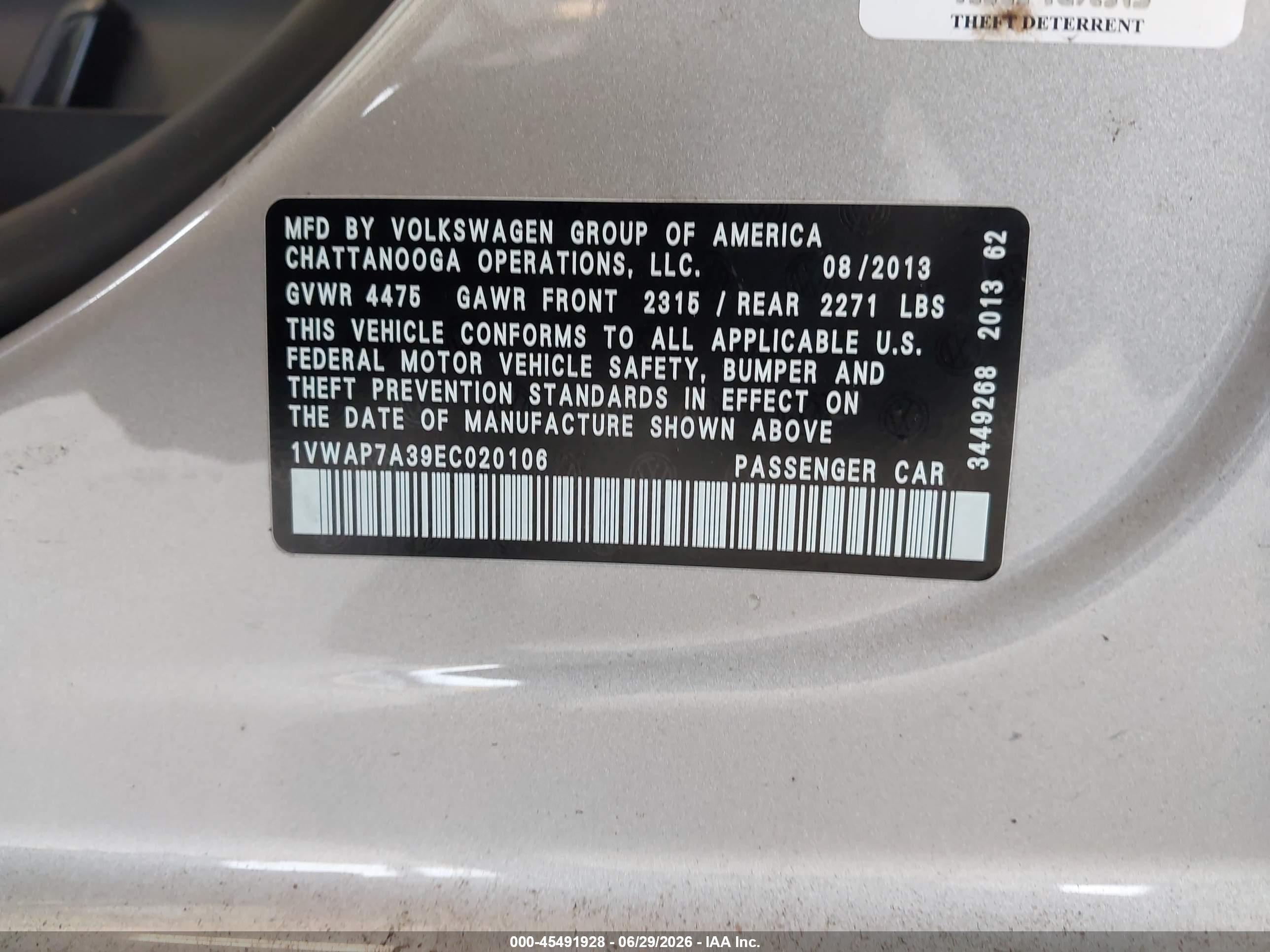 2014 Volkswagen Passat 2.5l Wolfsburg Edition Серый vin: 1VWAP7A39EC020106