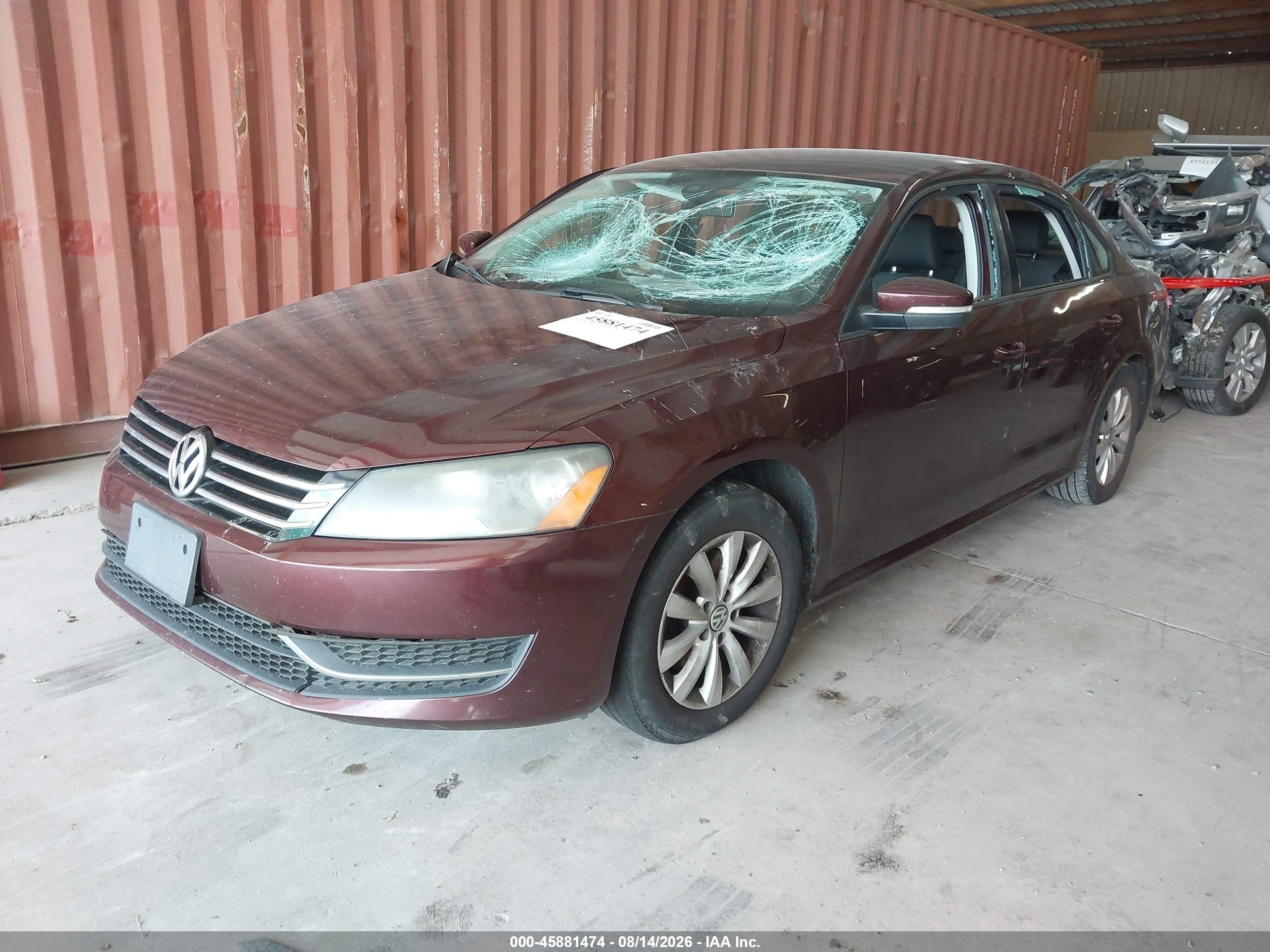 2013 Volkswagen Passat 2.5l S Burgundy vin: 1VWAP7A3XDC065795