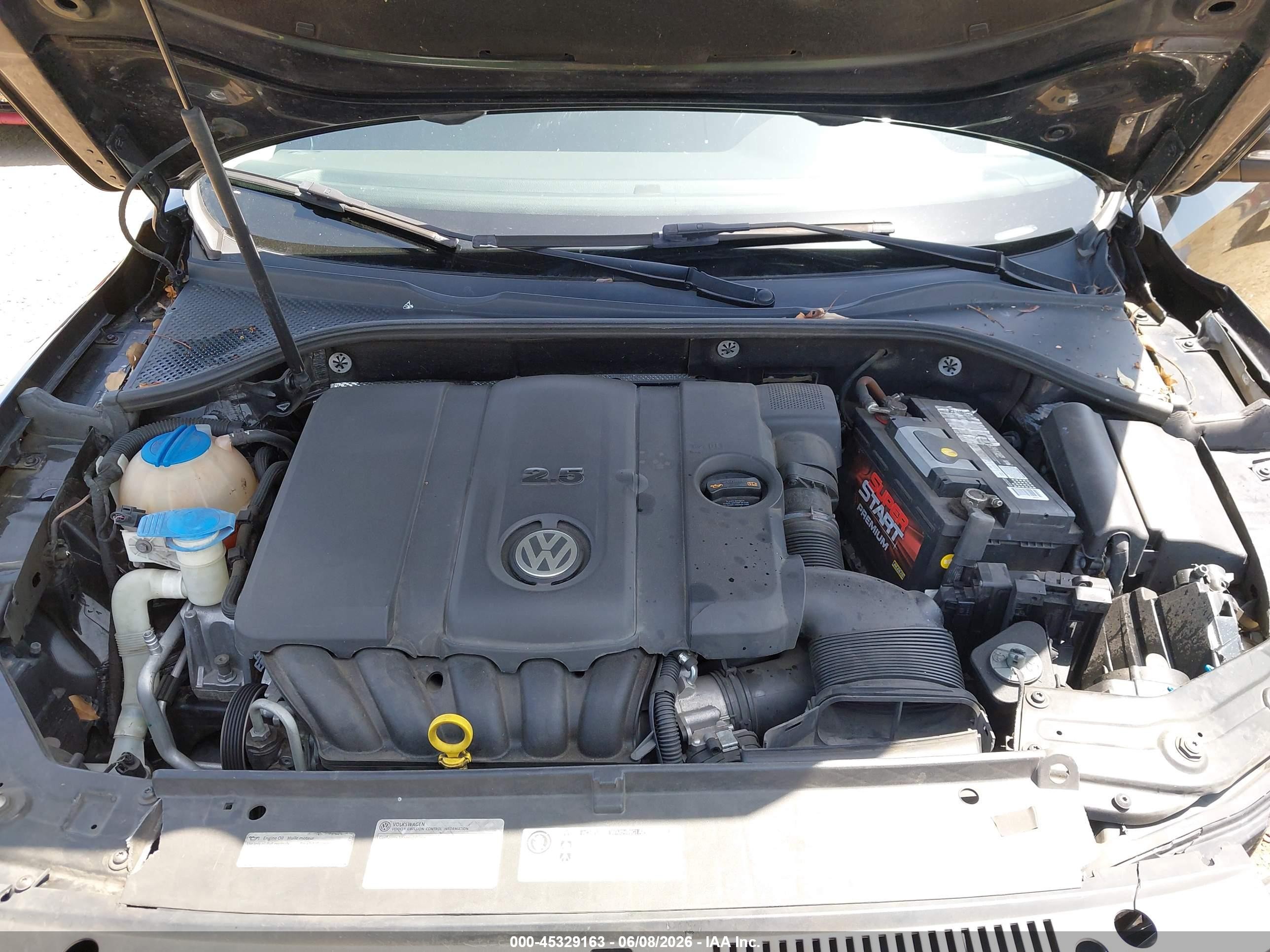2014 Volkswagen Passat 2.5l S Black vin: 1VWAP7A3XEC014797