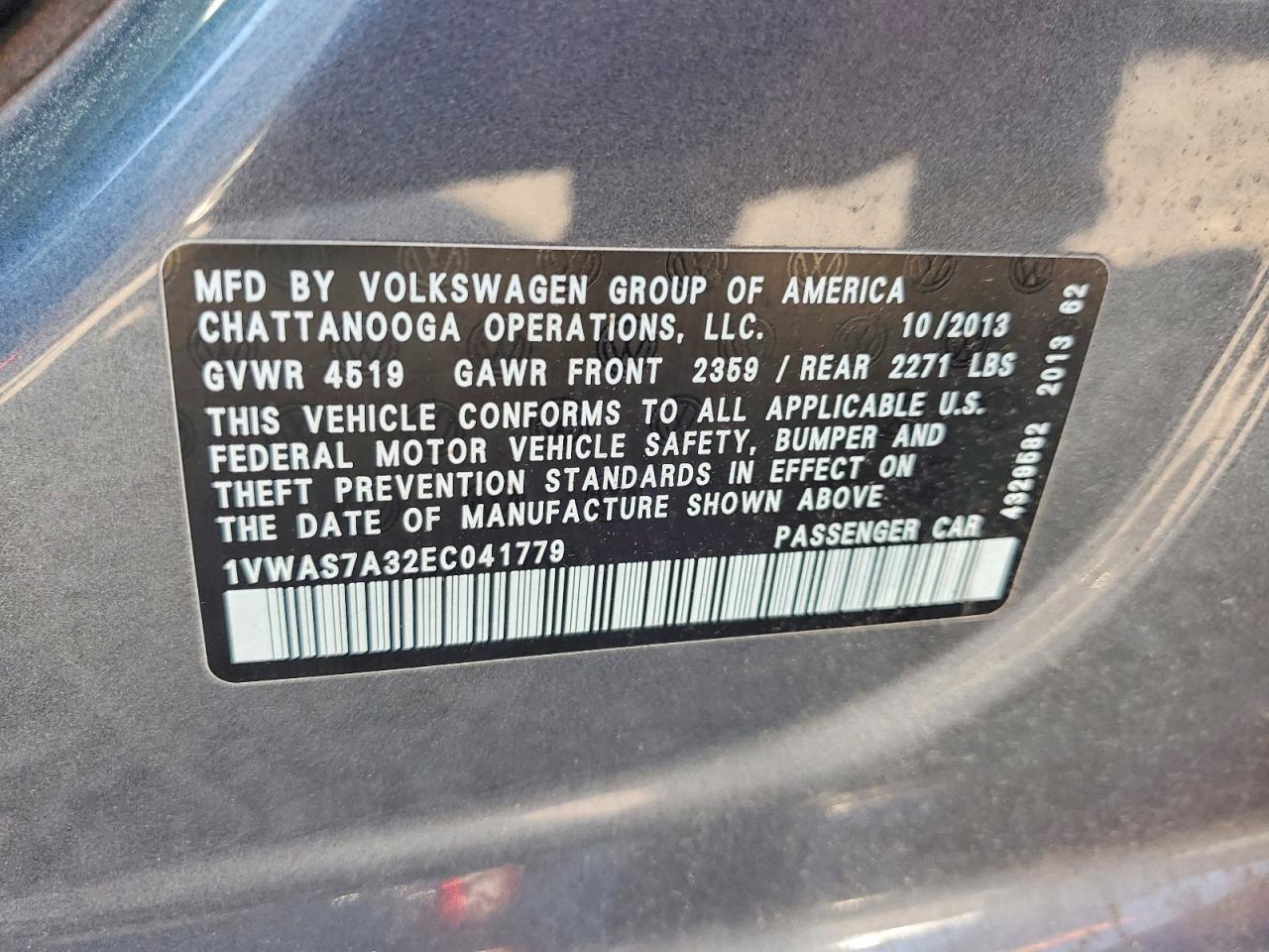 2014 Volkswagen Passat S Серый vin: 1VWAS7A32EC041779