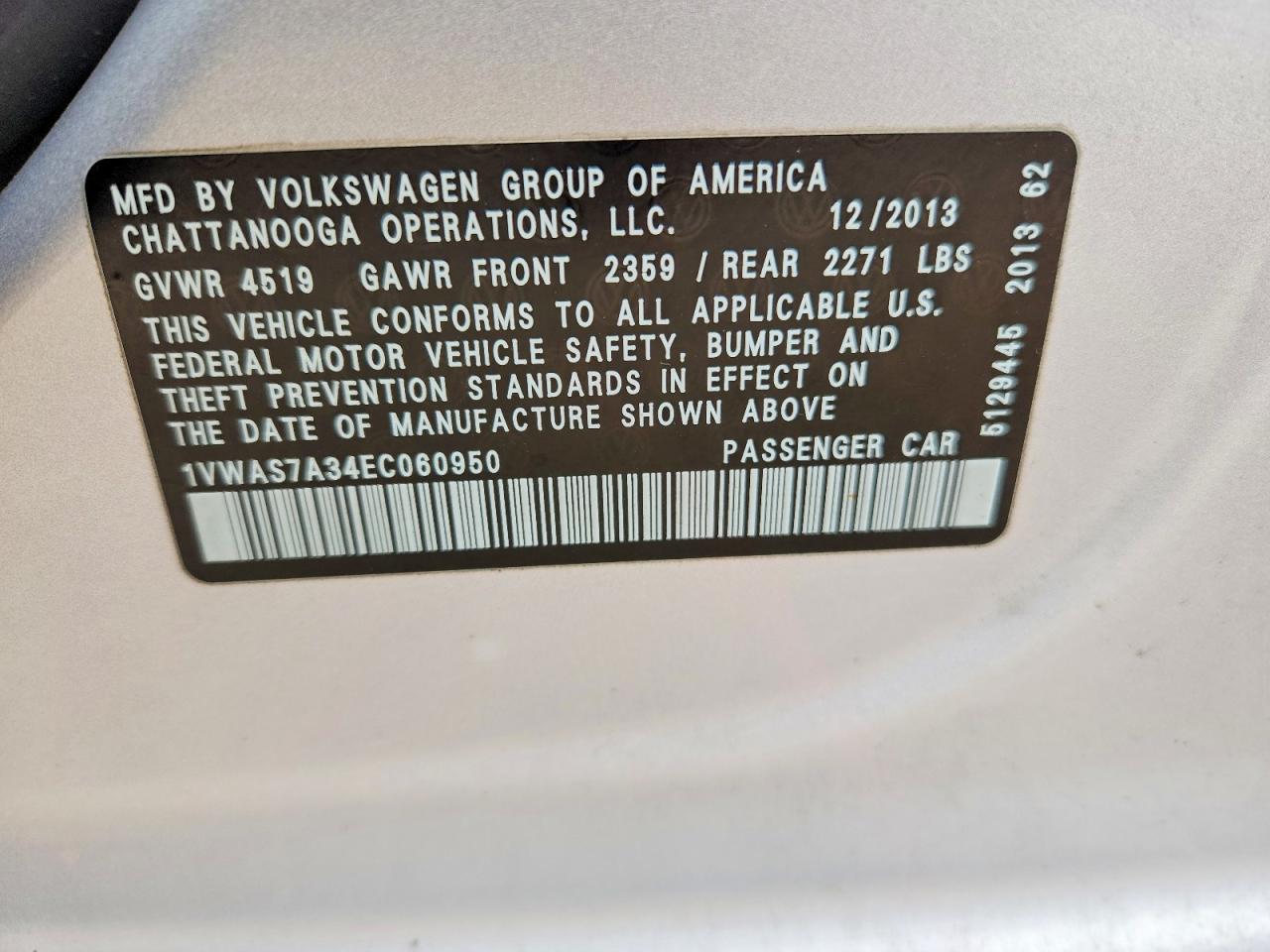 2014 Volkswagen Passat S Silver vin: 1VWAS7A34EC060950