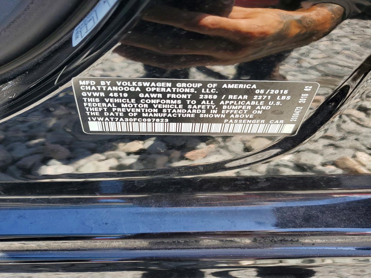 2015 Volkswagen Passat S Black vin: 1VWAT7A30FC097623