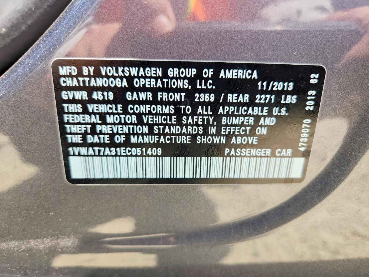 2014 Volkswagen Passat S Gray vin: 1VWAT7A31EC051409