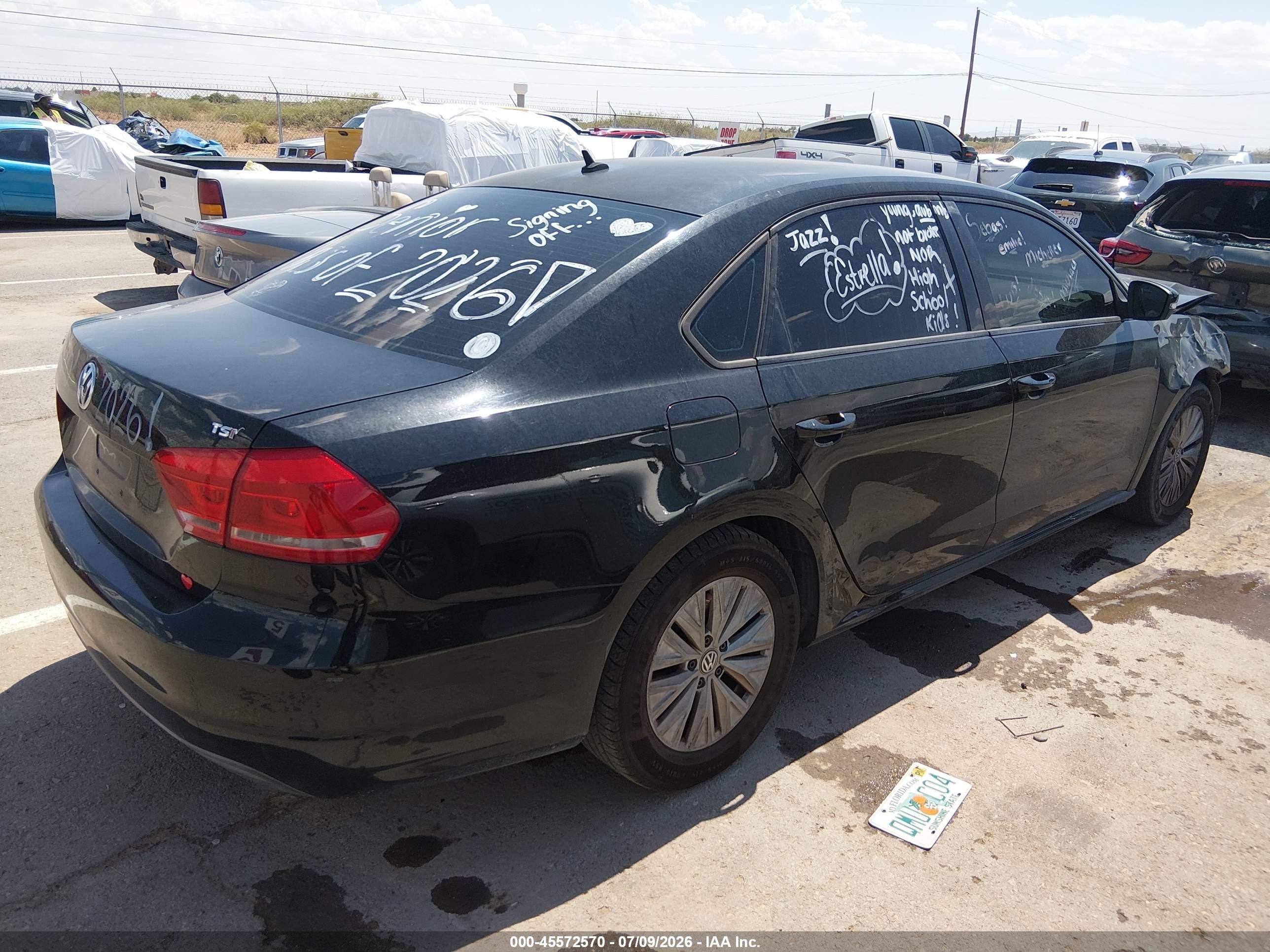 2015 Volkswagen Passat 1.8t S Black vin: 1VWAT7A32FC022664
