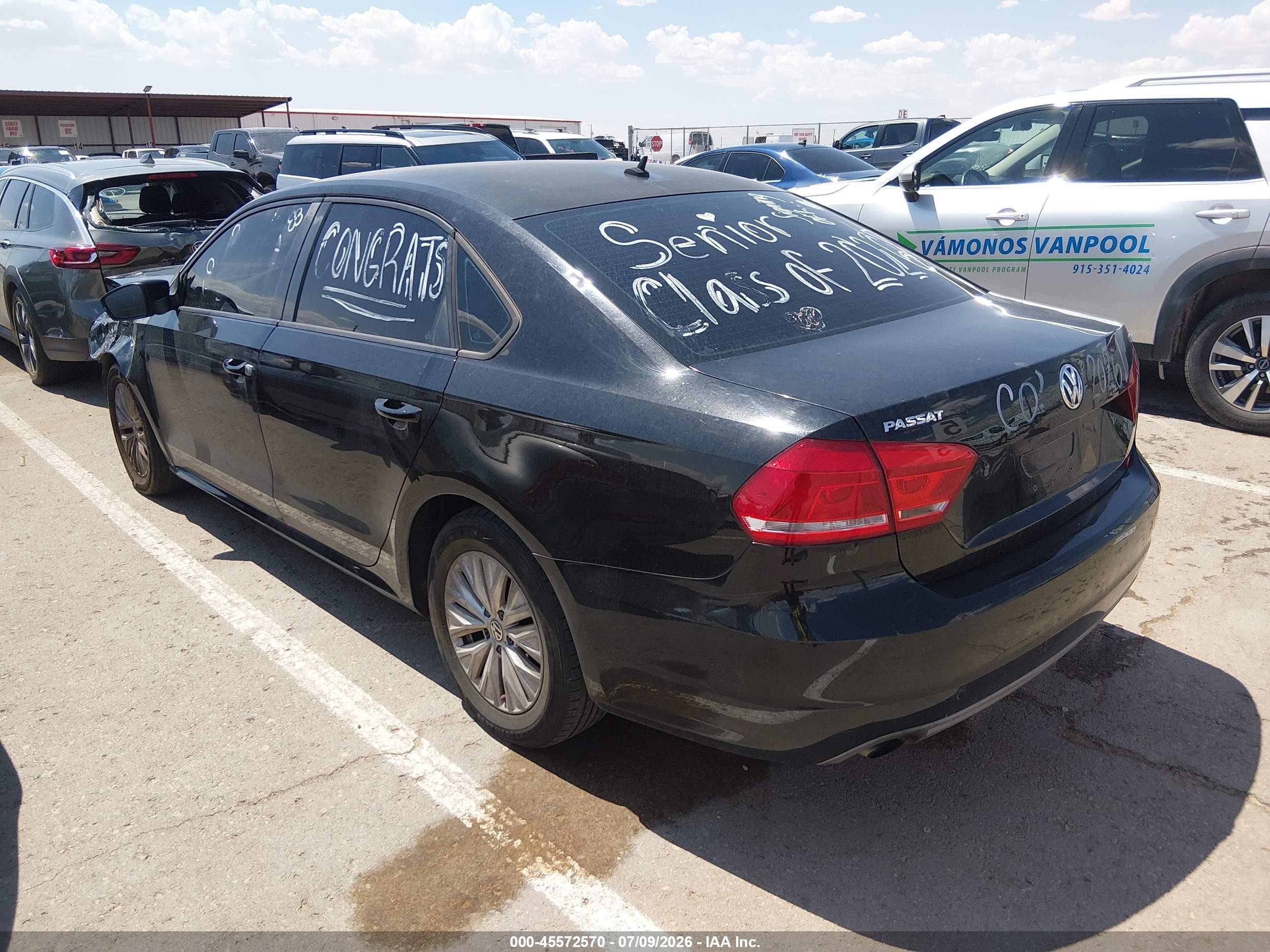 2015 Volkswagen Passat 1.8t S Black vin: 1VWAT7A32FC022664