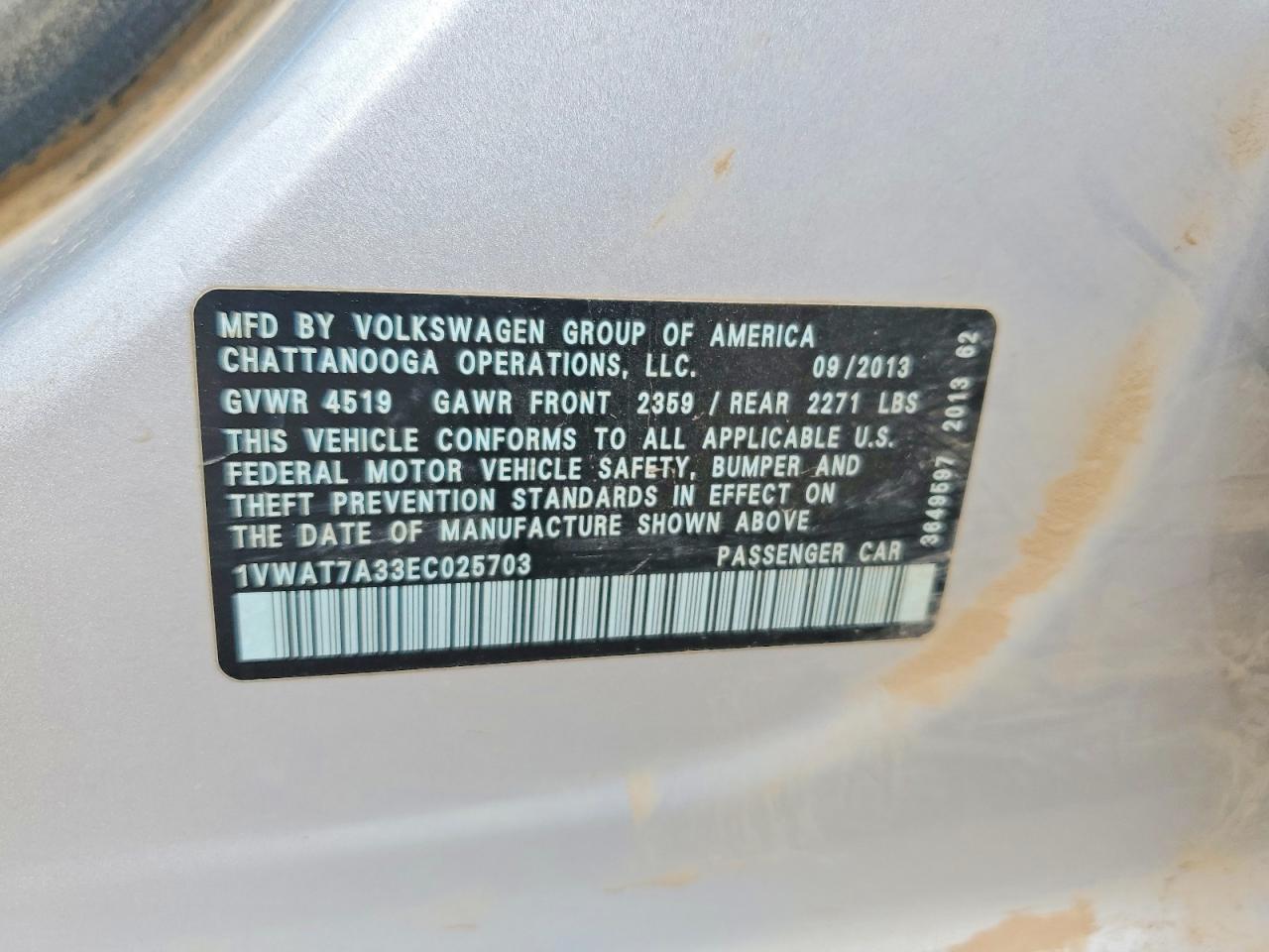 2014 Volkswagen Passat S Silver vin: 1VWAT7A33EC025703