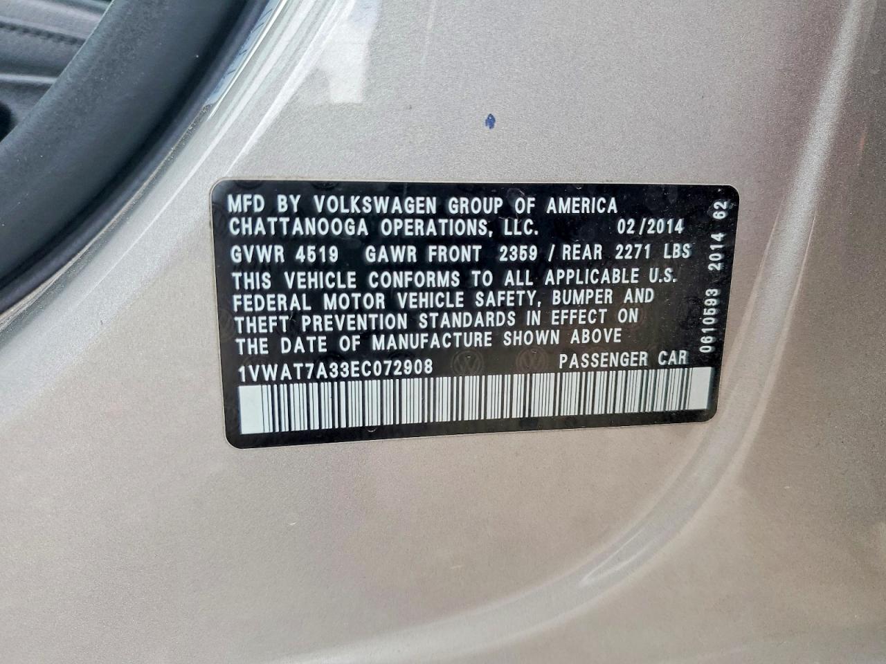 2014 Volkswagen Passat S Silver vin: 1VWAT7A33EC072908