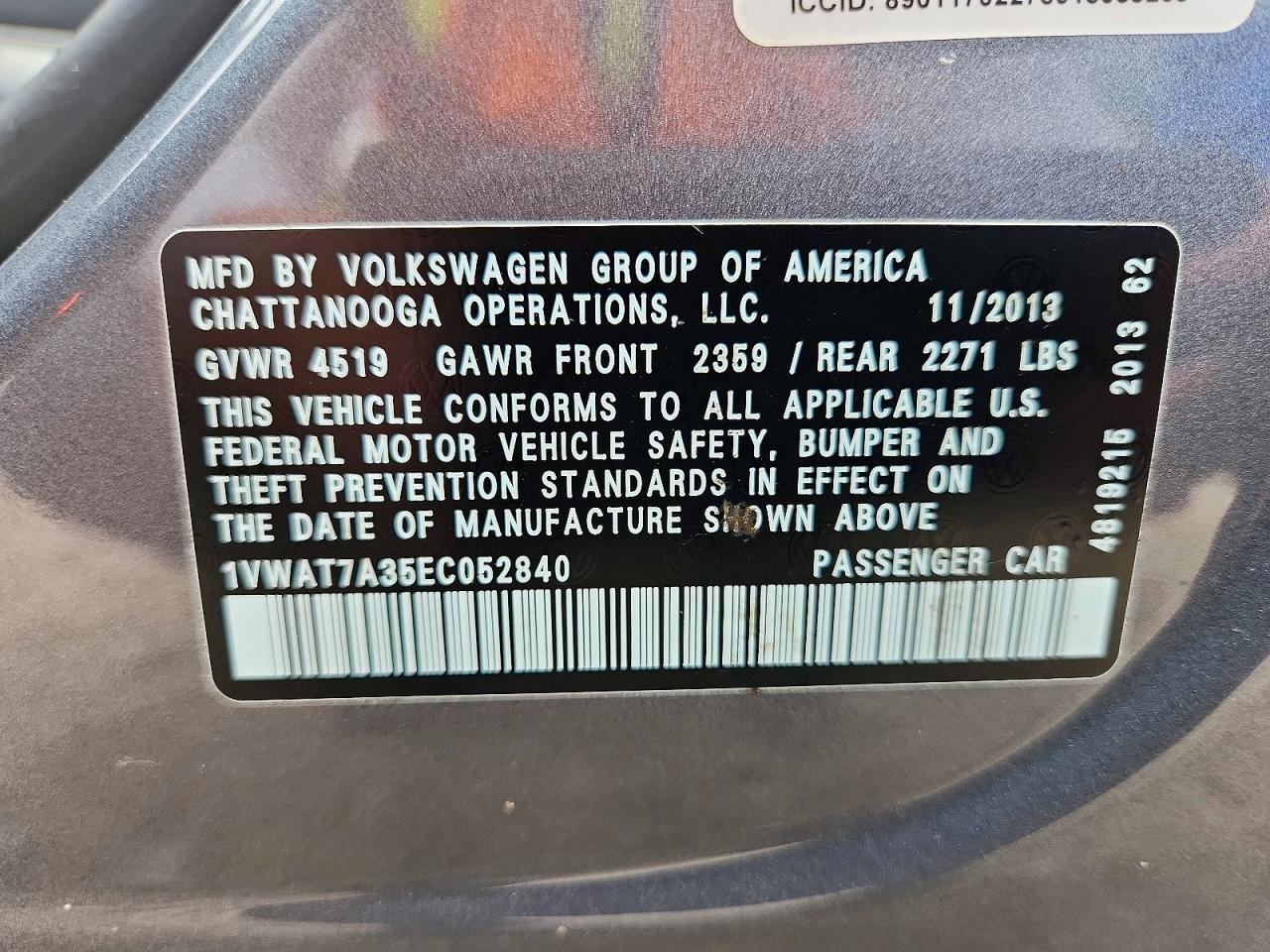 2014 Volkswagen Passat S Серый vin: 1VWAT7A35EC052840