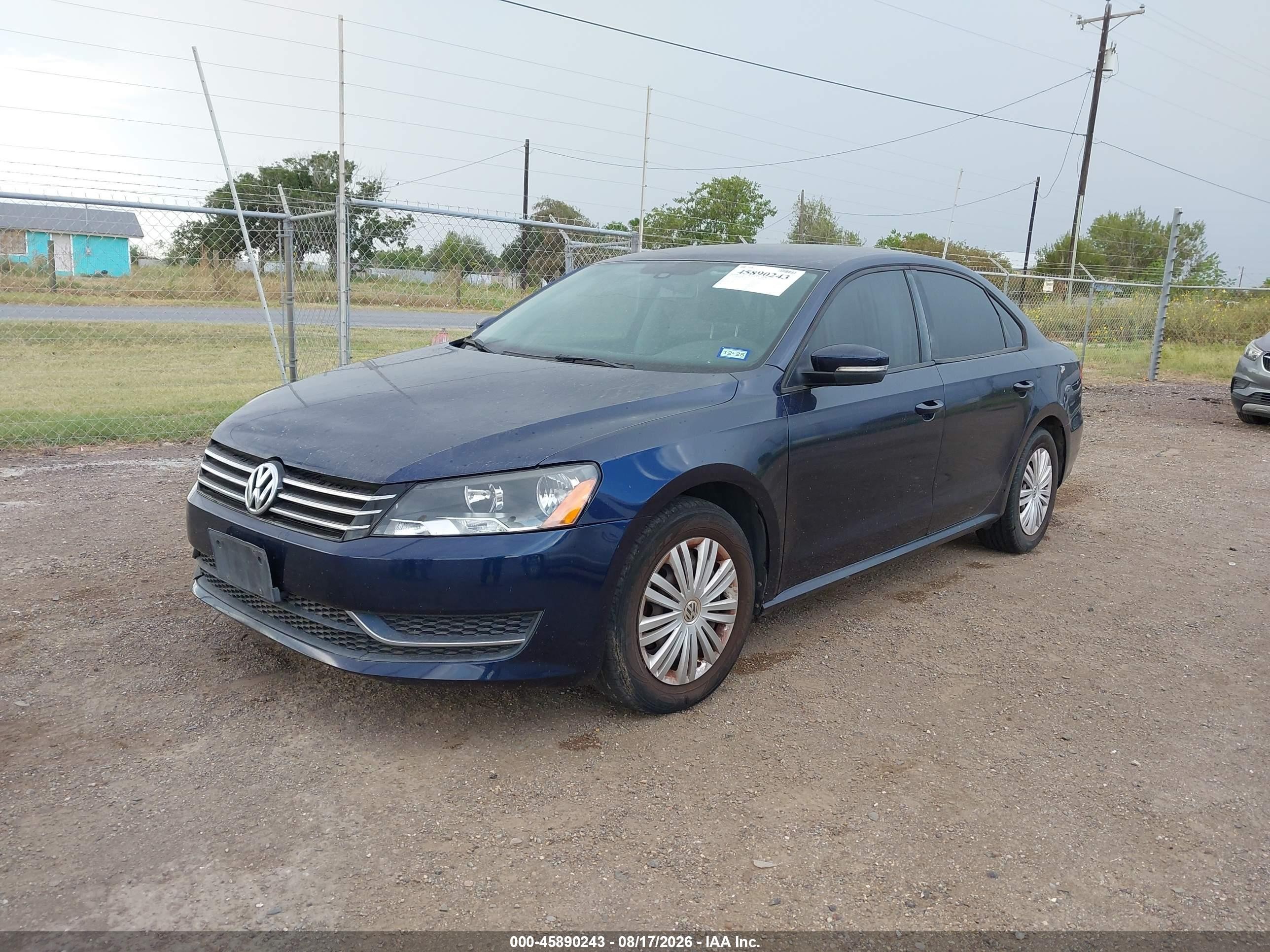 2014 Volkswagen Passat 1.8t S Blue vin: 1VWAT7A36EC035528