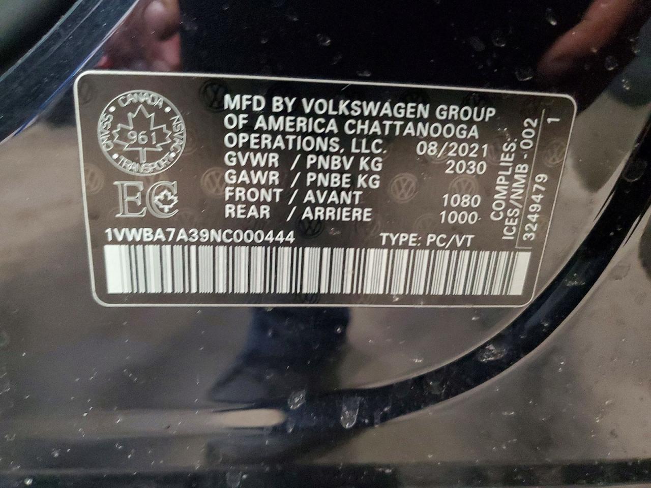 2022 Volkswagen Passat Limited Edition Black vin: 1VWBA7A39NC000444