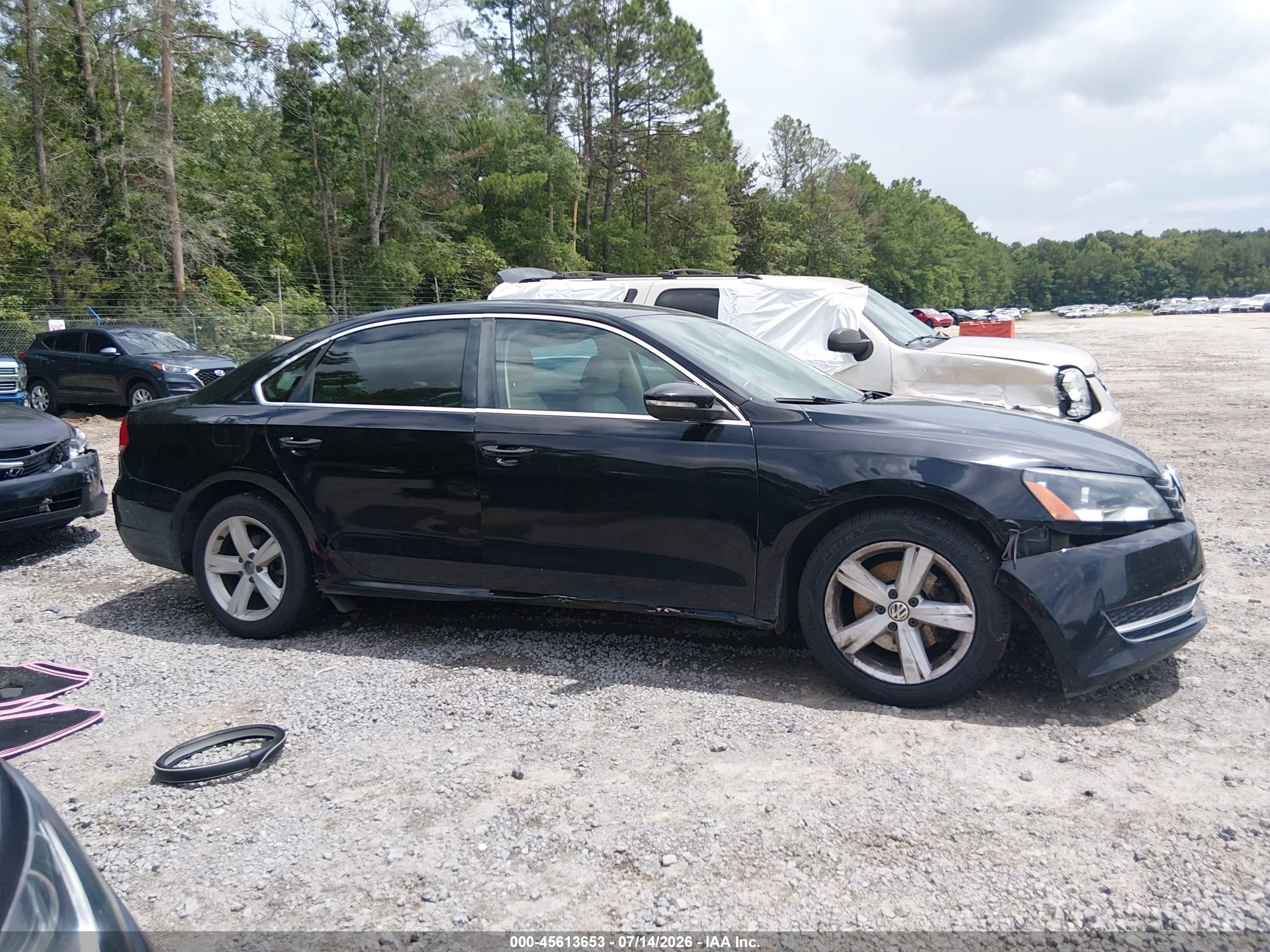 2012 Volkswagen Passat 2.5l Se Black vin: 1VWBH7A30CC050660