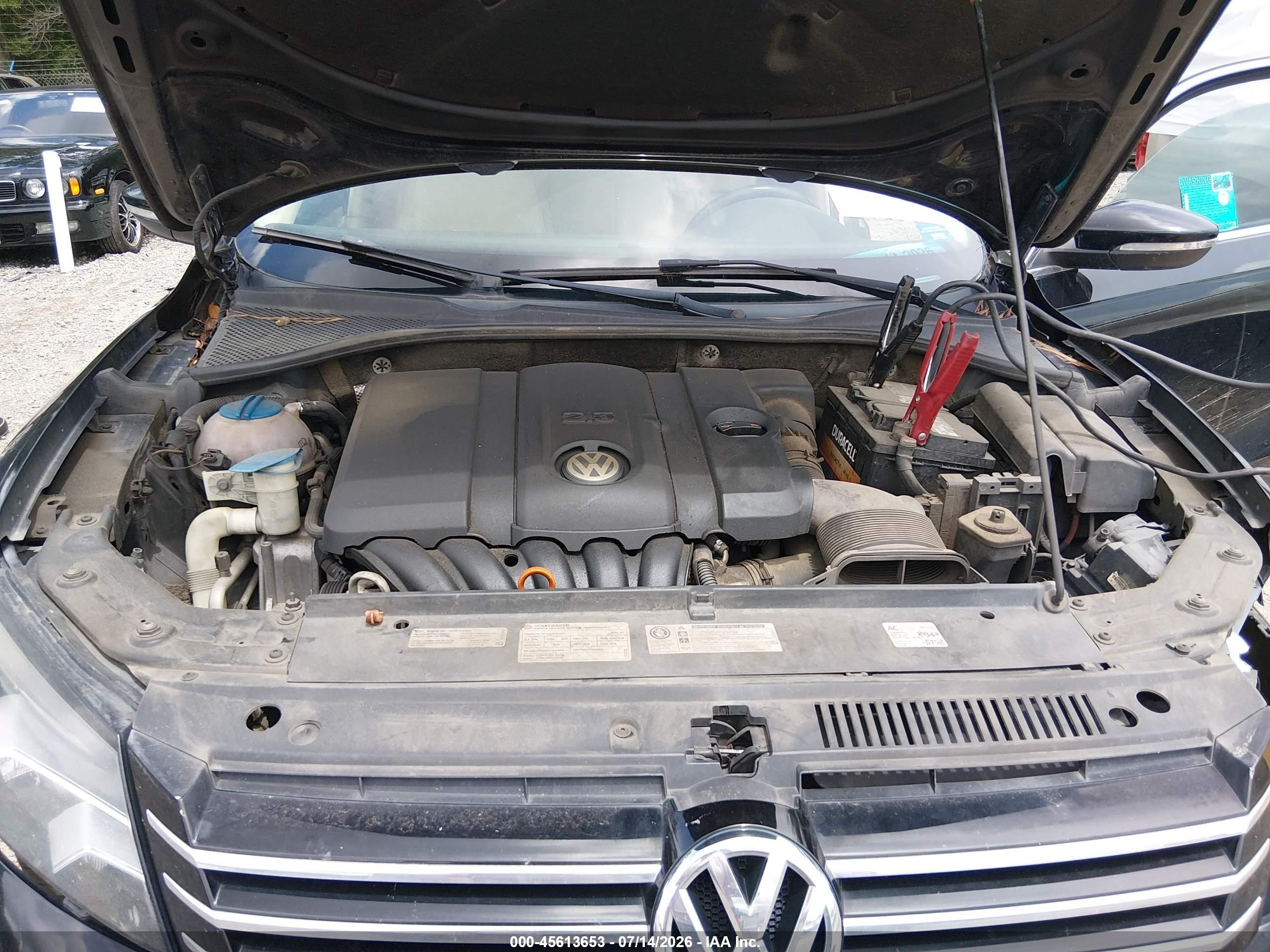 2012 Volkswagen Passat 2.5l Se Black vin: 1VWBH7A30CC050660