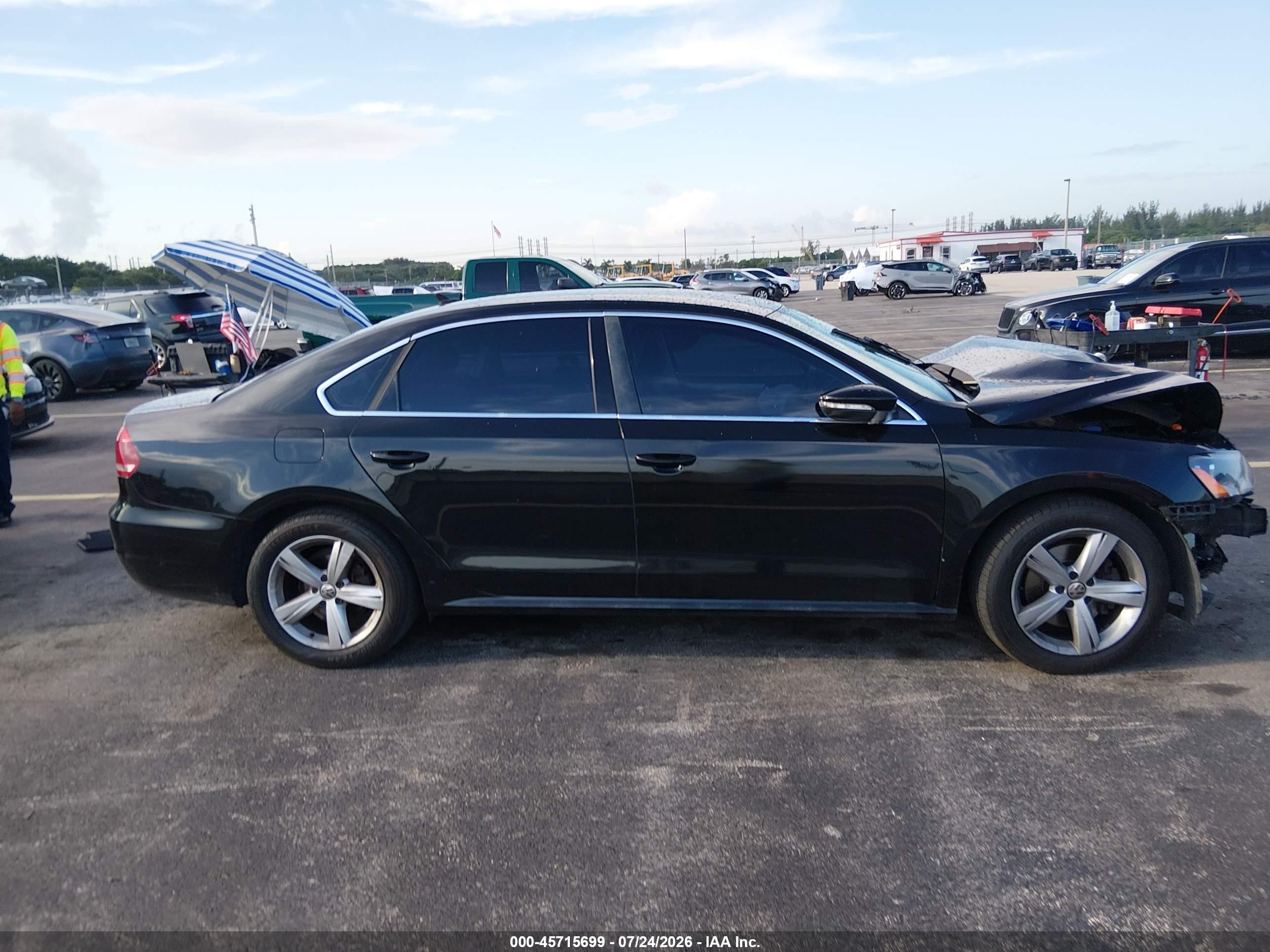 2012 Volkswagen Passat 2.5l Se Black vin: 1VWBH7A31CC050070