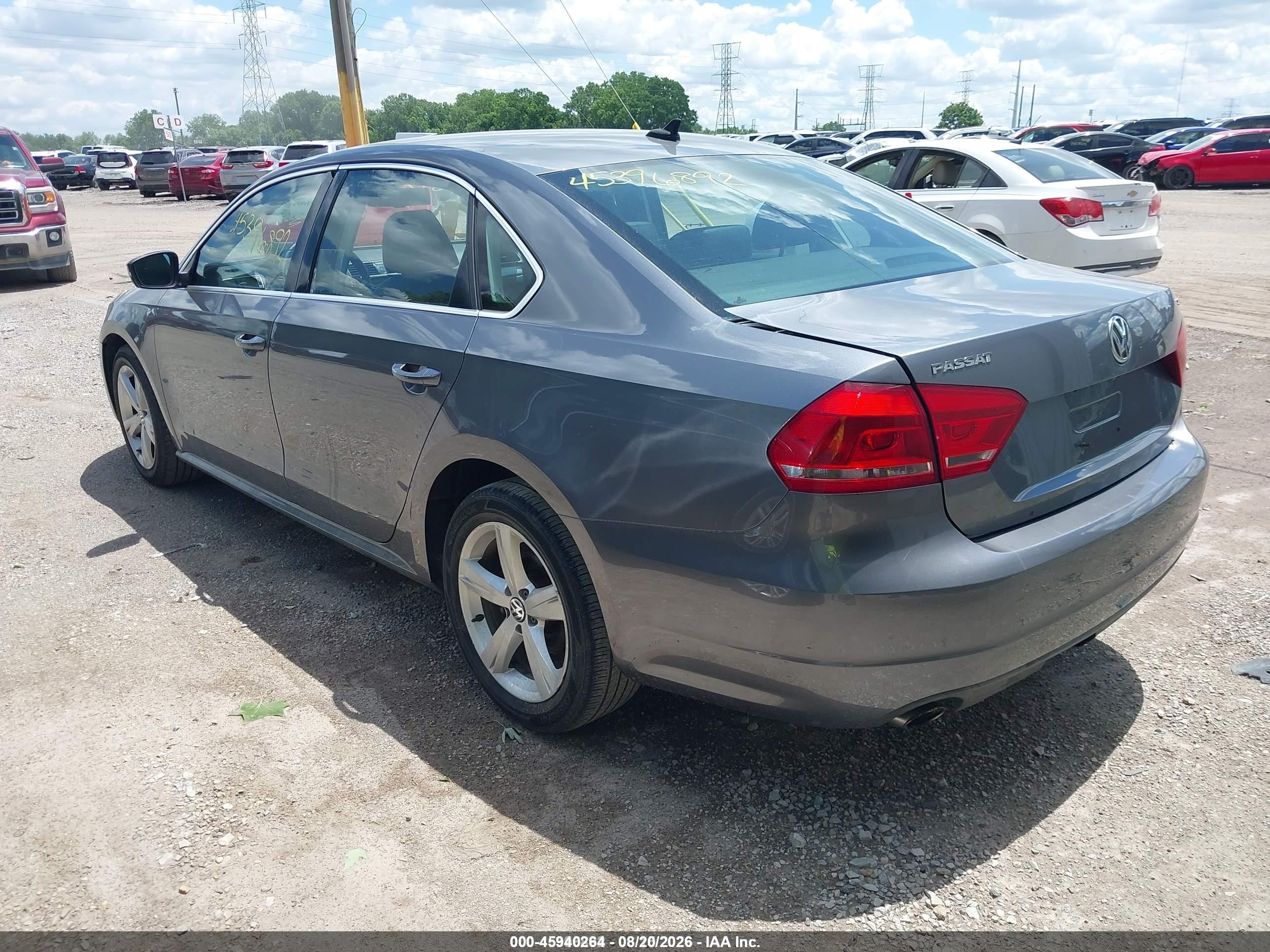 2013 Volkswagen Passat 2.5l Se Gray vin: 1VWBH7A31DC001887