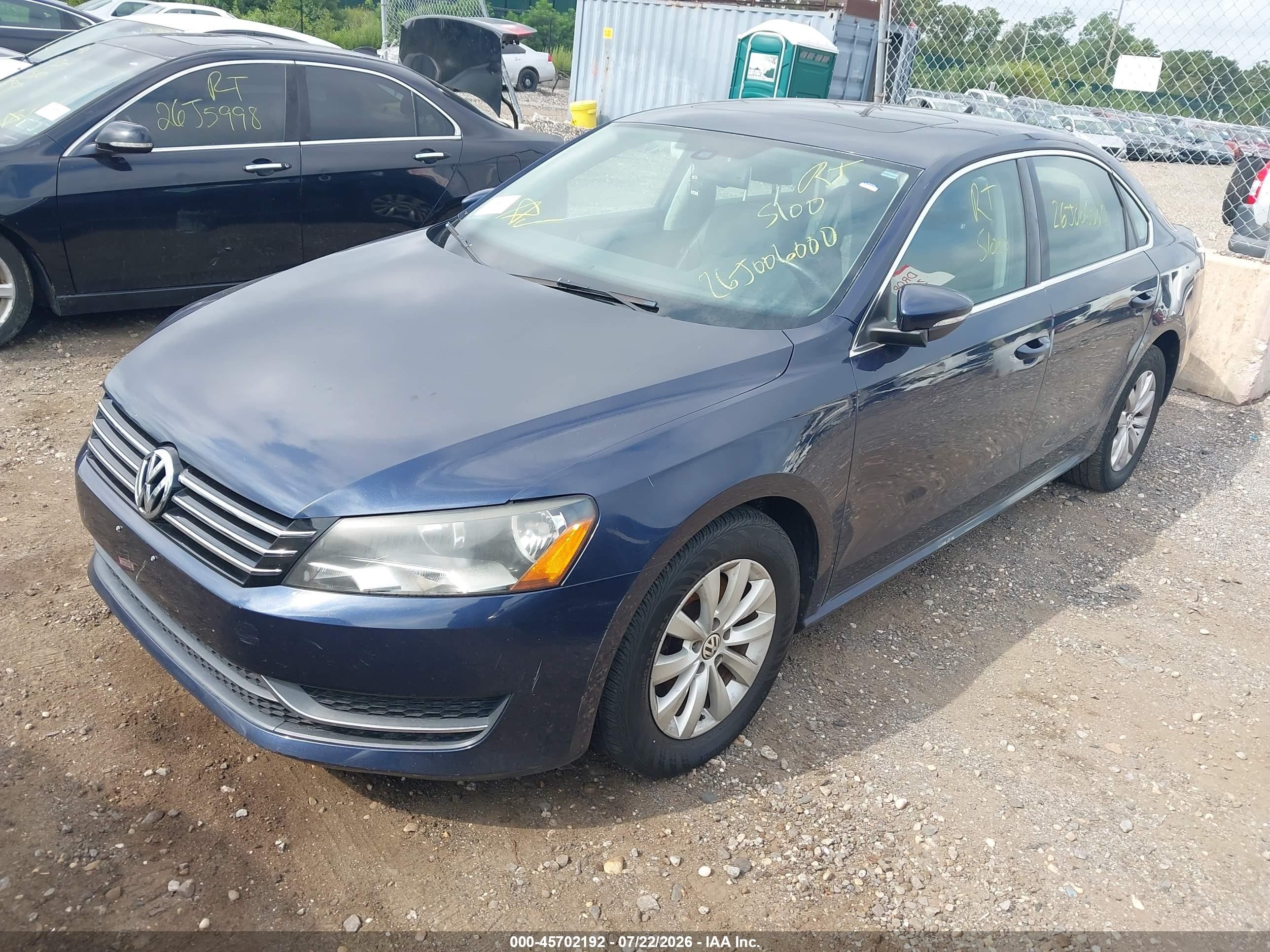 2012 Volkswagen Passat 2.5l Se Blue vin: 1VWBH7A32CC068724