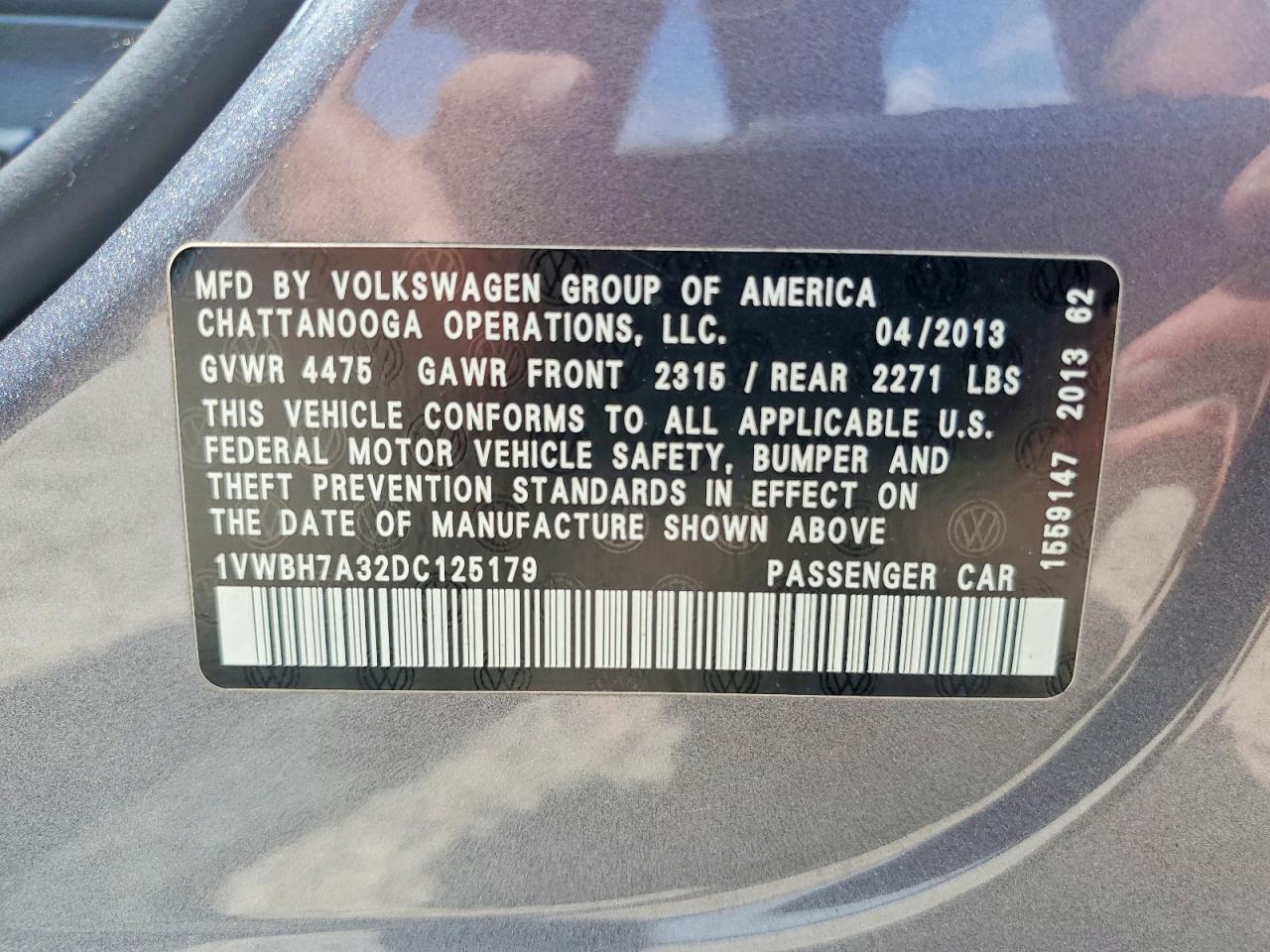 2013 Volkswagen Passat Se Gray vin: 1VWBH7A32DC125179