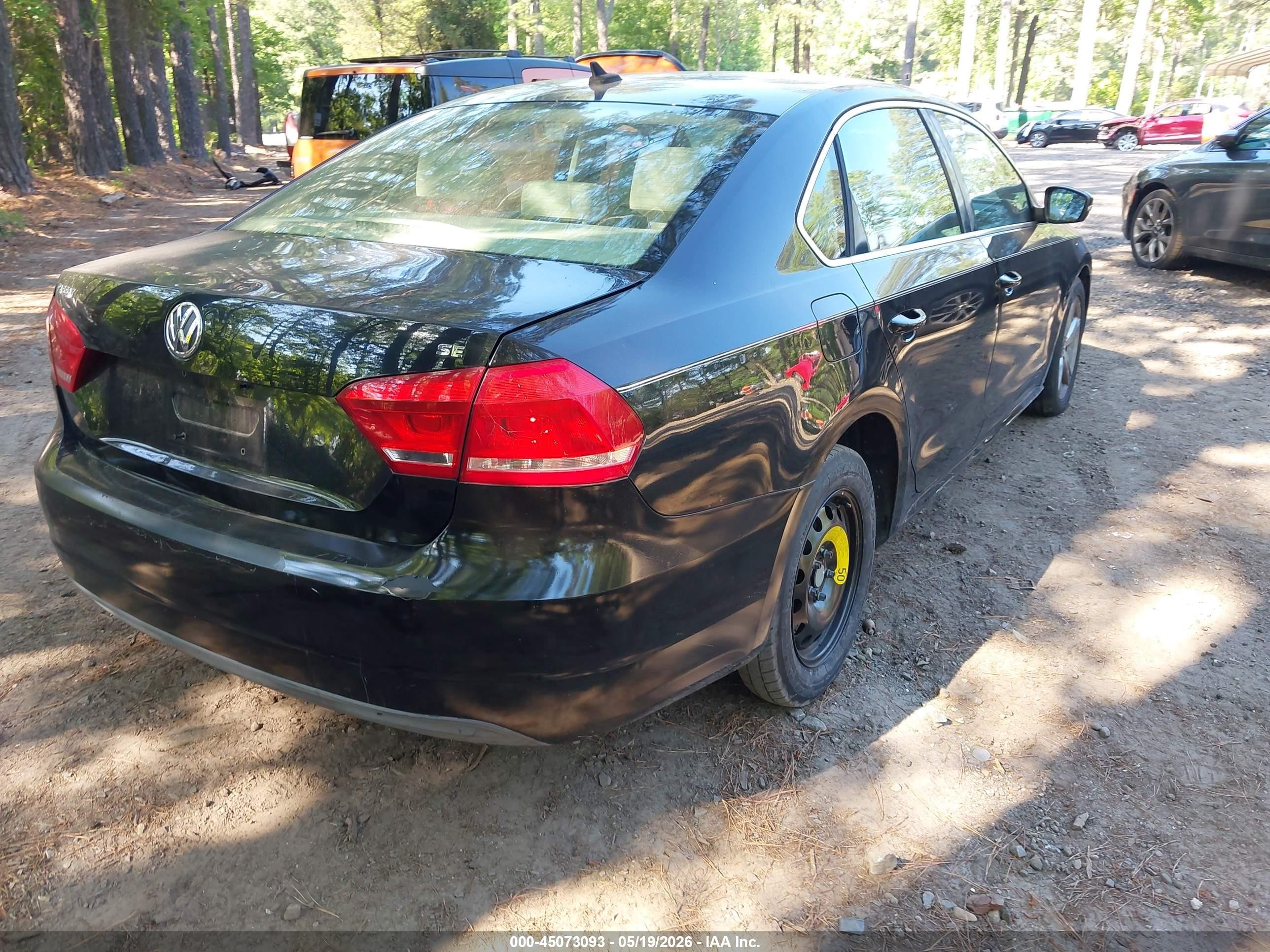 2012 Volkswagen Passat 2.5l Se Black vin: 1VWBH7A33CC019175
