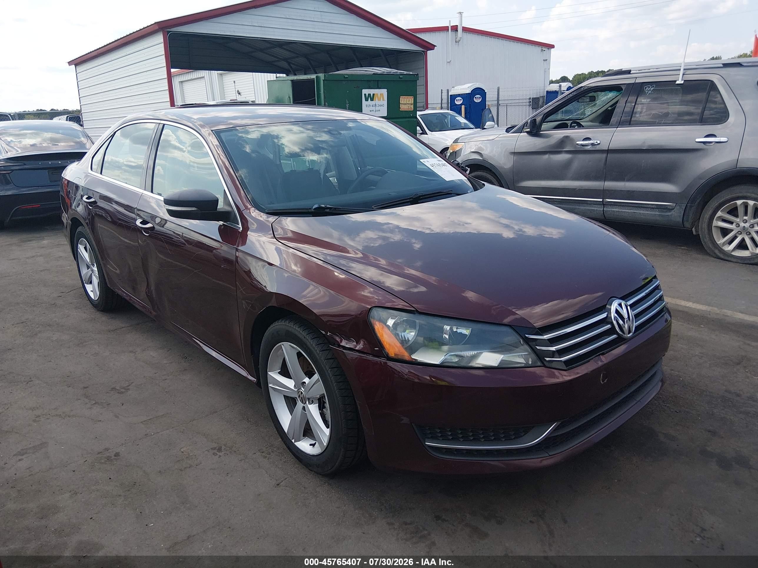 2012 Volkswagen Passat 2.5l Se Burgundy vin: 1VWBH7A33CC092546