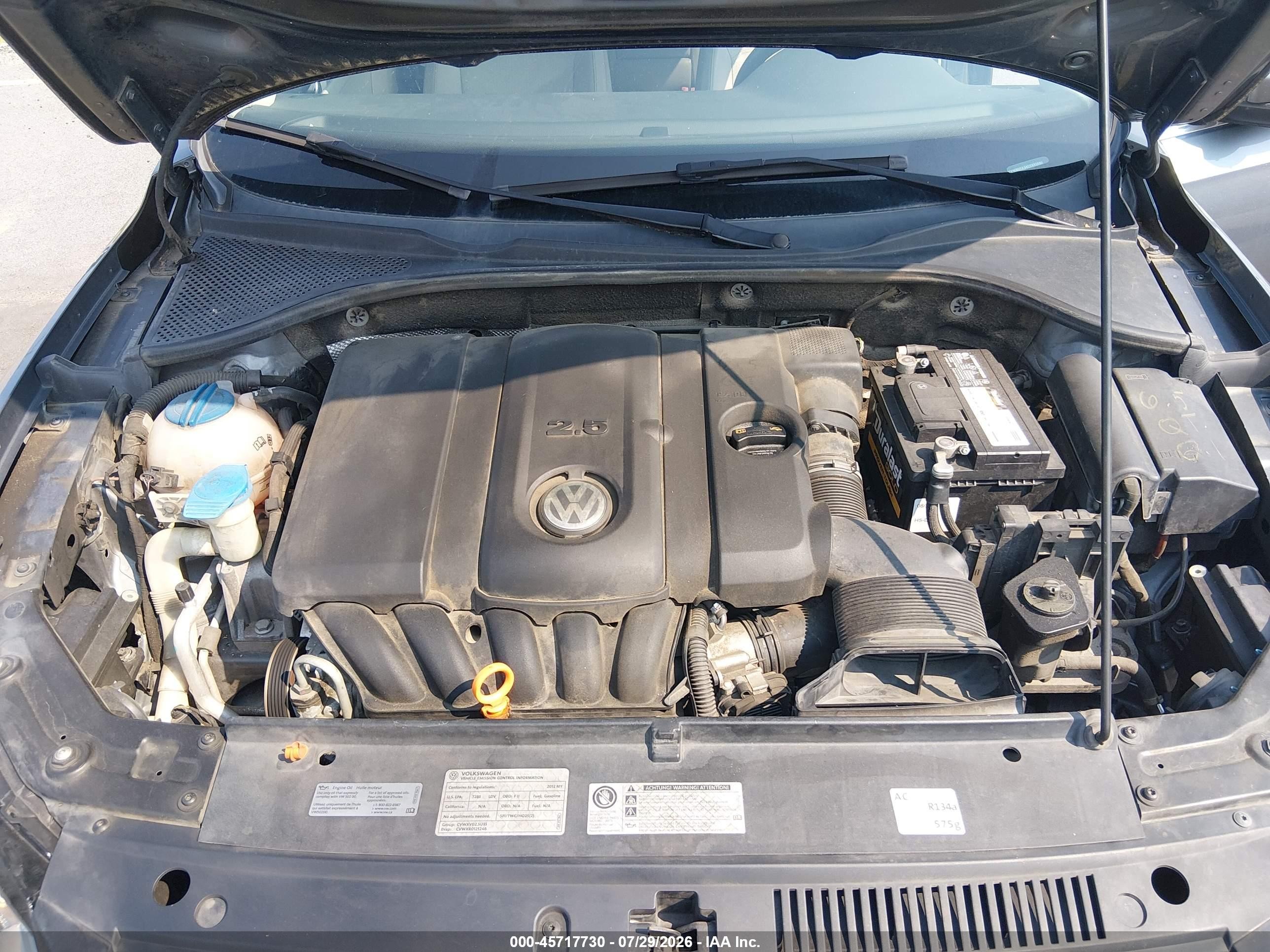 2012 Volkswagen Passat 2.5l Se Gray vin: 1VWBH7A34CC032680
