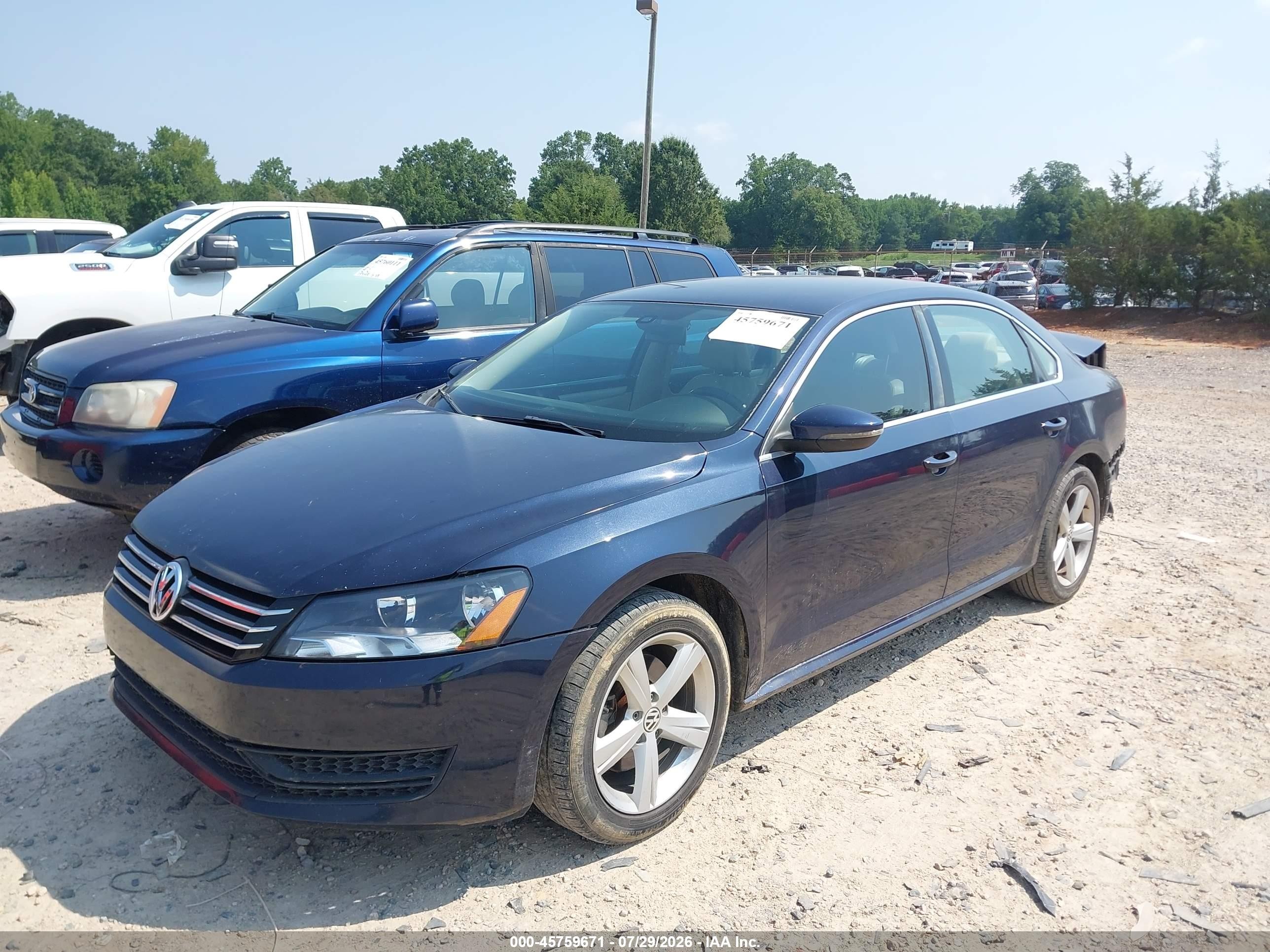 2012 Volkswagen Passat 2.5l Se Dark Blue vin: 1VWBH7A34CC069342