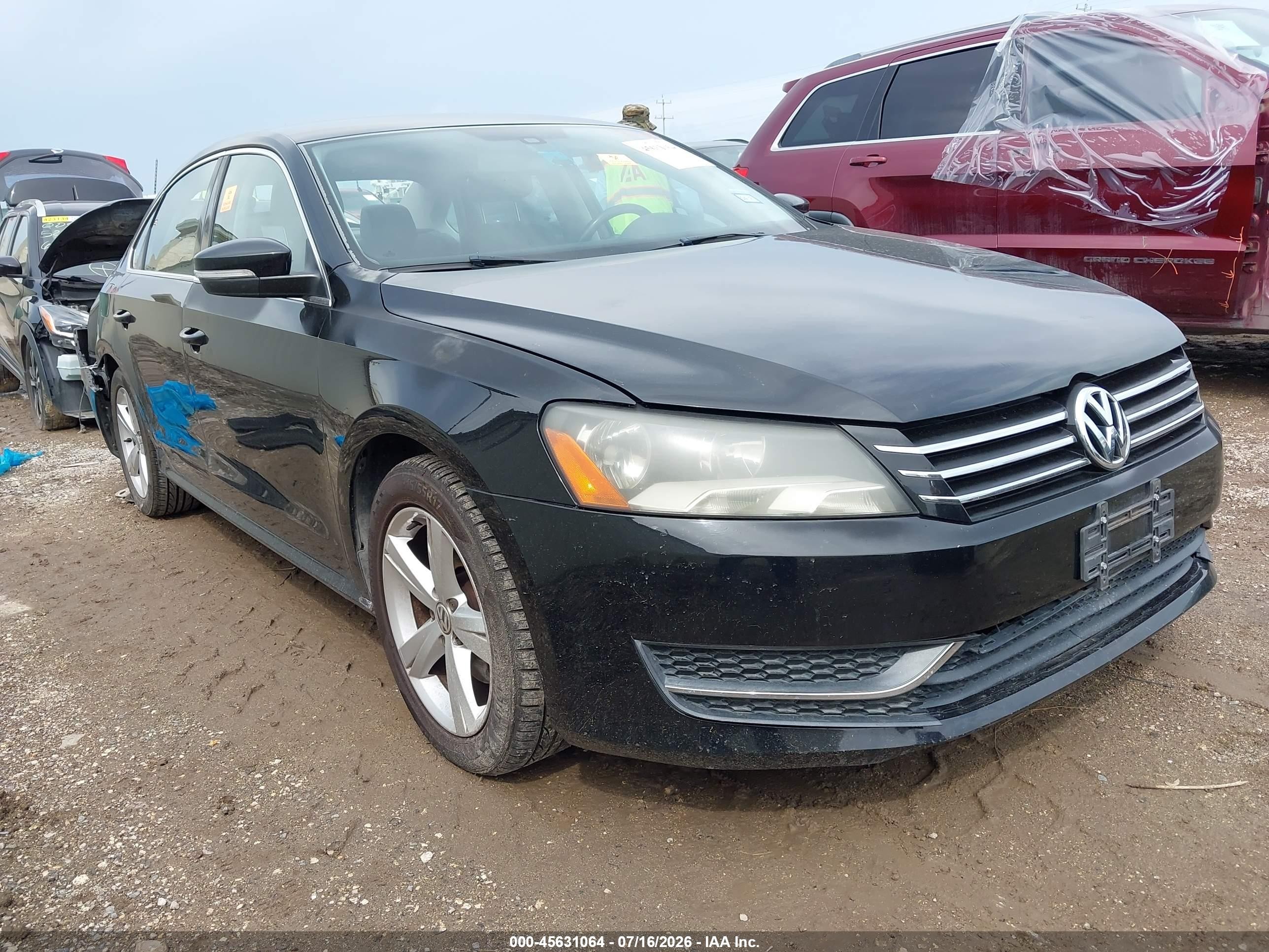 2013 Volkswagen Passat 2.5l Se Black vin: 1VWBH7A34DC094274