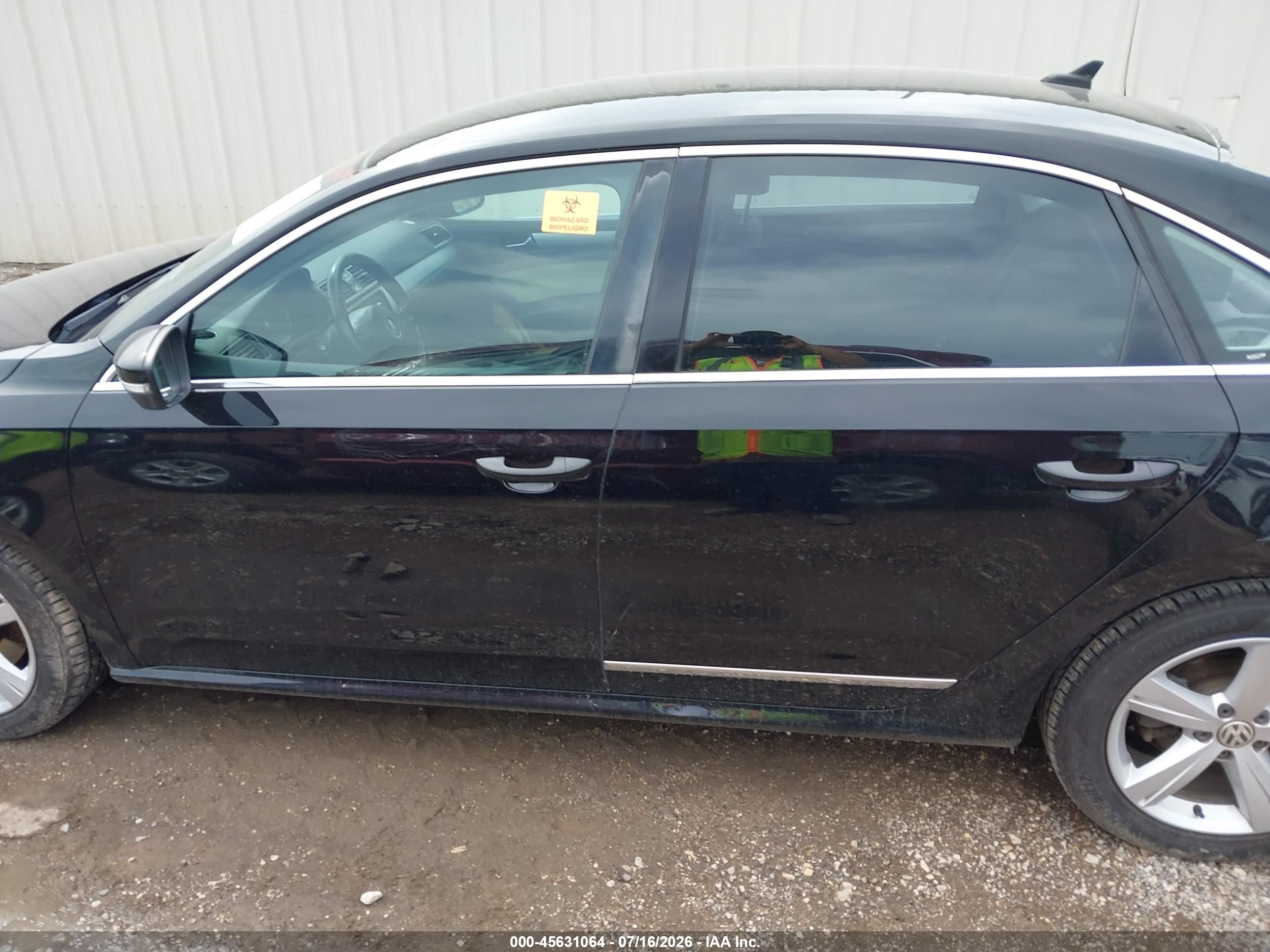 2013 Volkswagen Passat 2.5l Se Black vin: 1VWBH7A34DC094274
