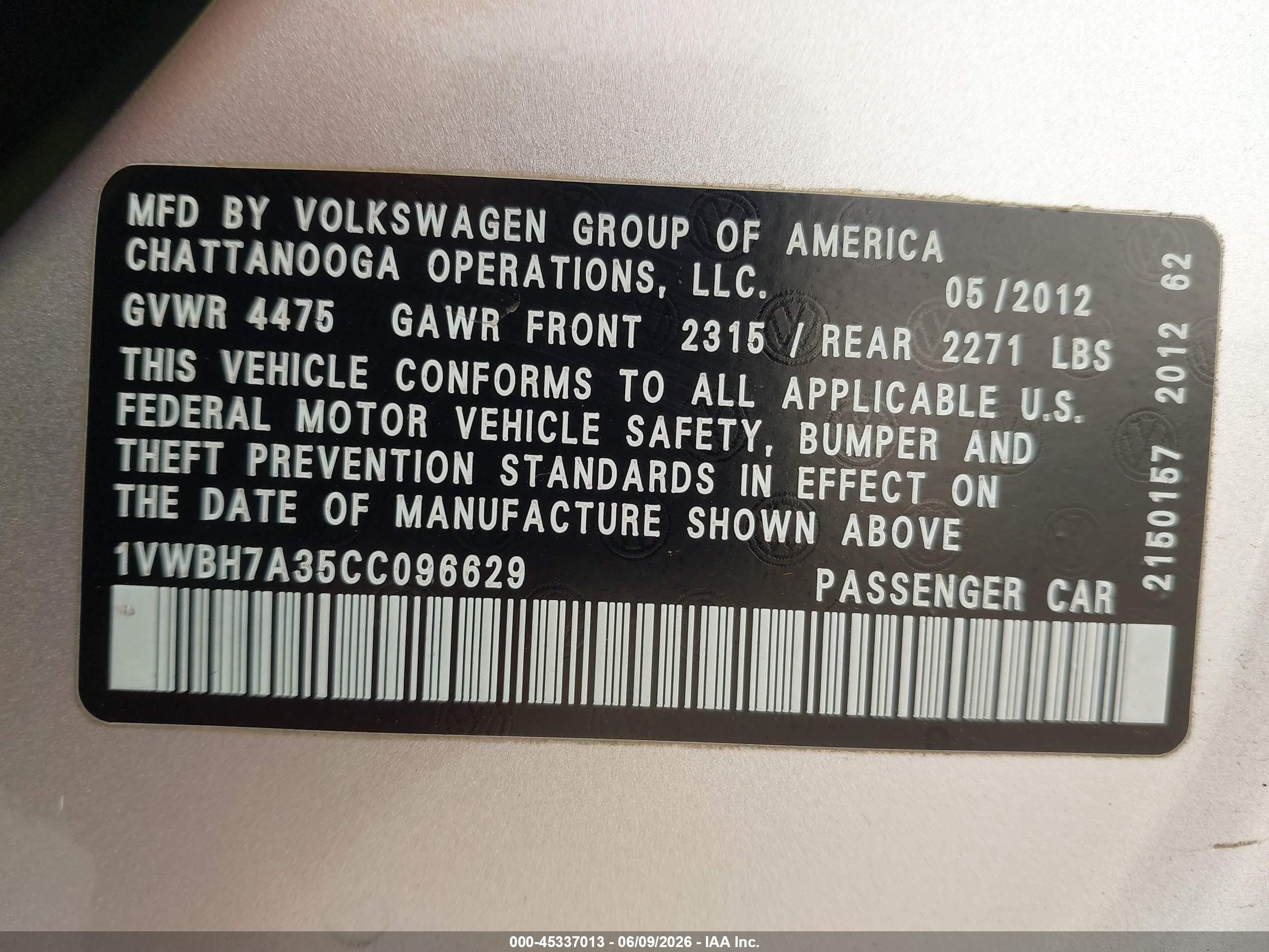 2012 Volkswagen Passat 2.5l Se Silver vin: 1VWBH7A35CC096629