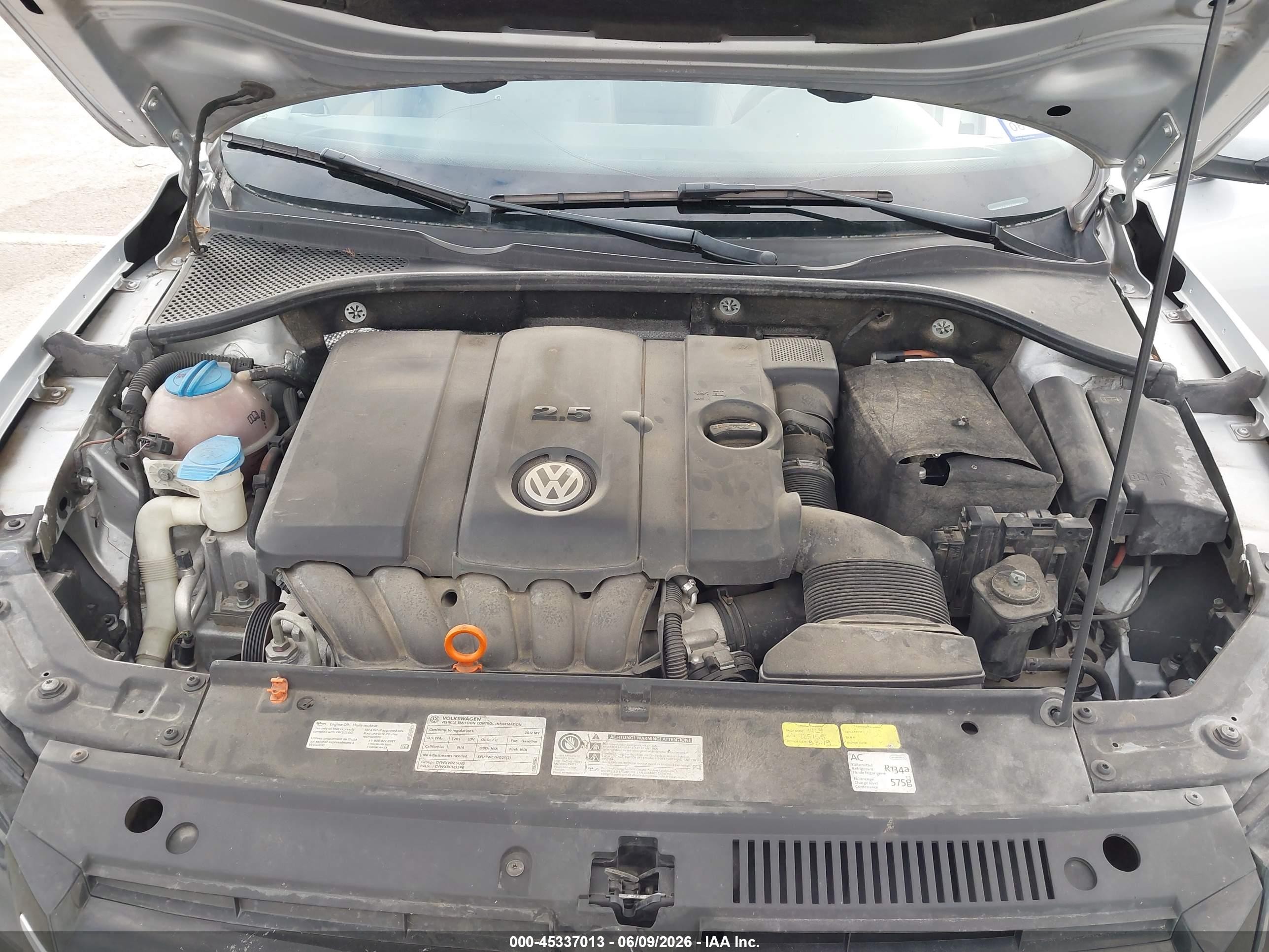 2012 Volkswagen Passat 2.5l Se Silver vin: 1VWBH7A35CC096629