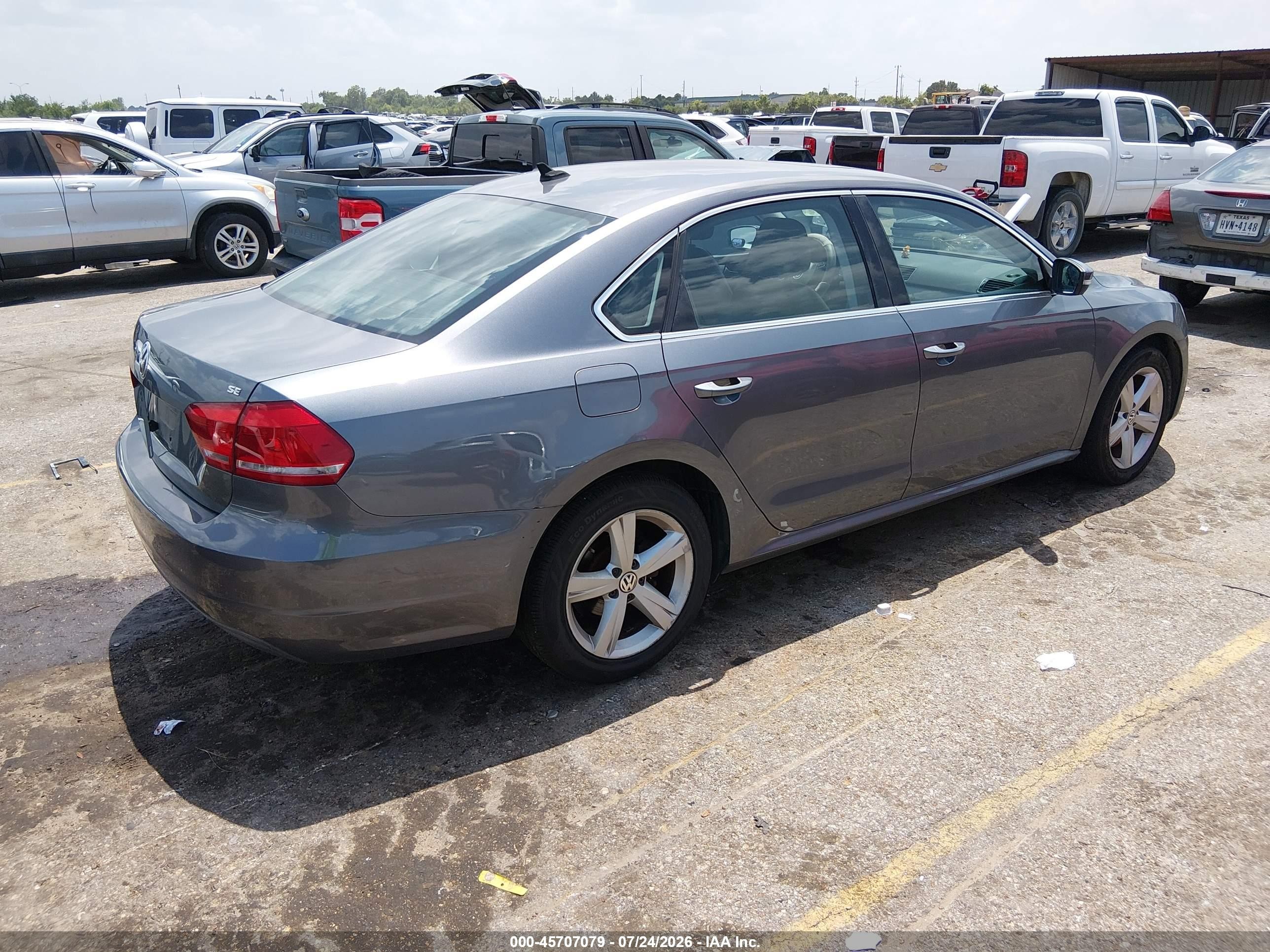 2013 Volkswagen Passat 2.5l Se Gray vin: 1VWBH7A35DC128044