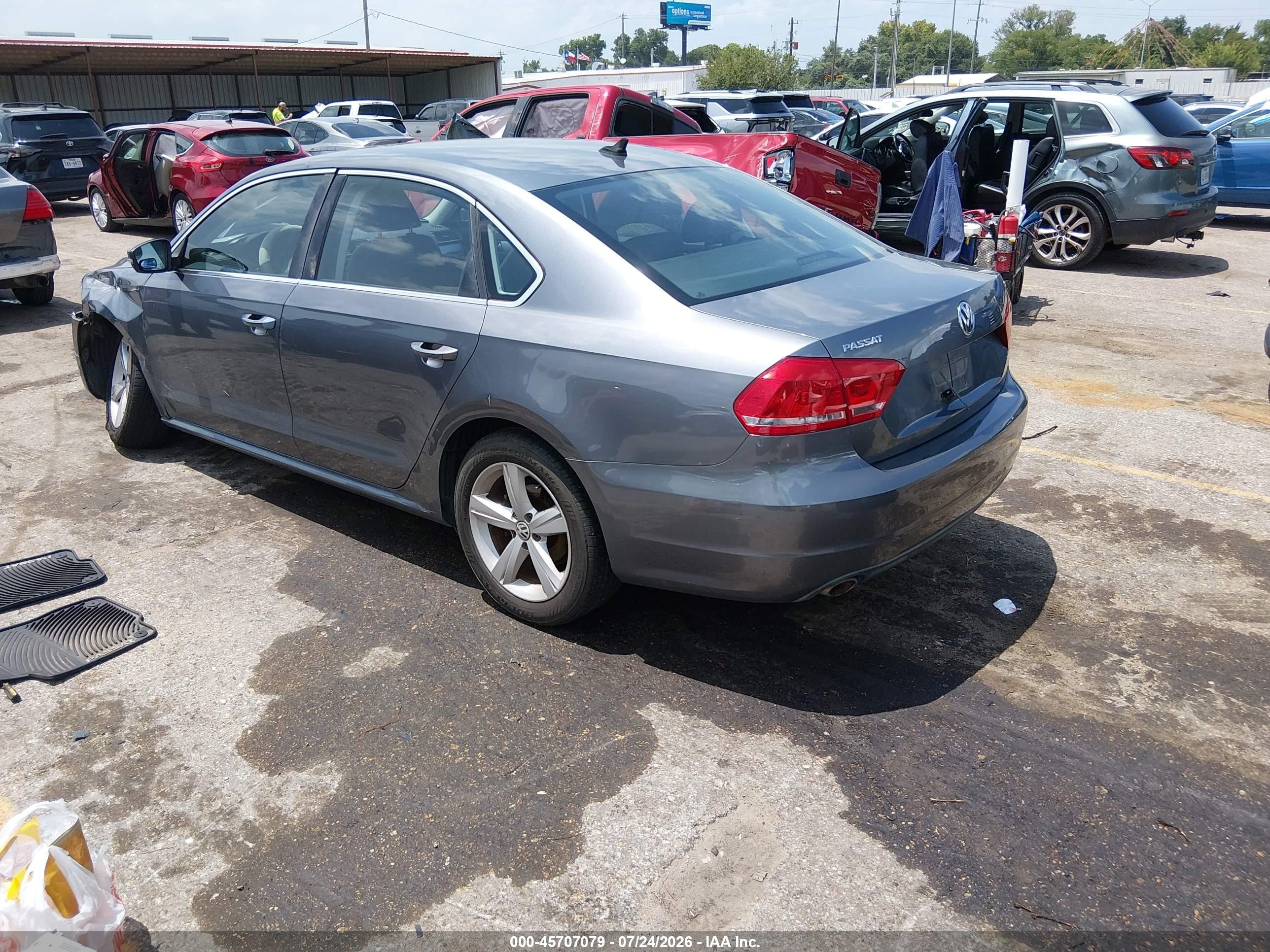 2013 Volkswagen Passat 2.5l Se Gray vin: 1VWBH7A35DC128044