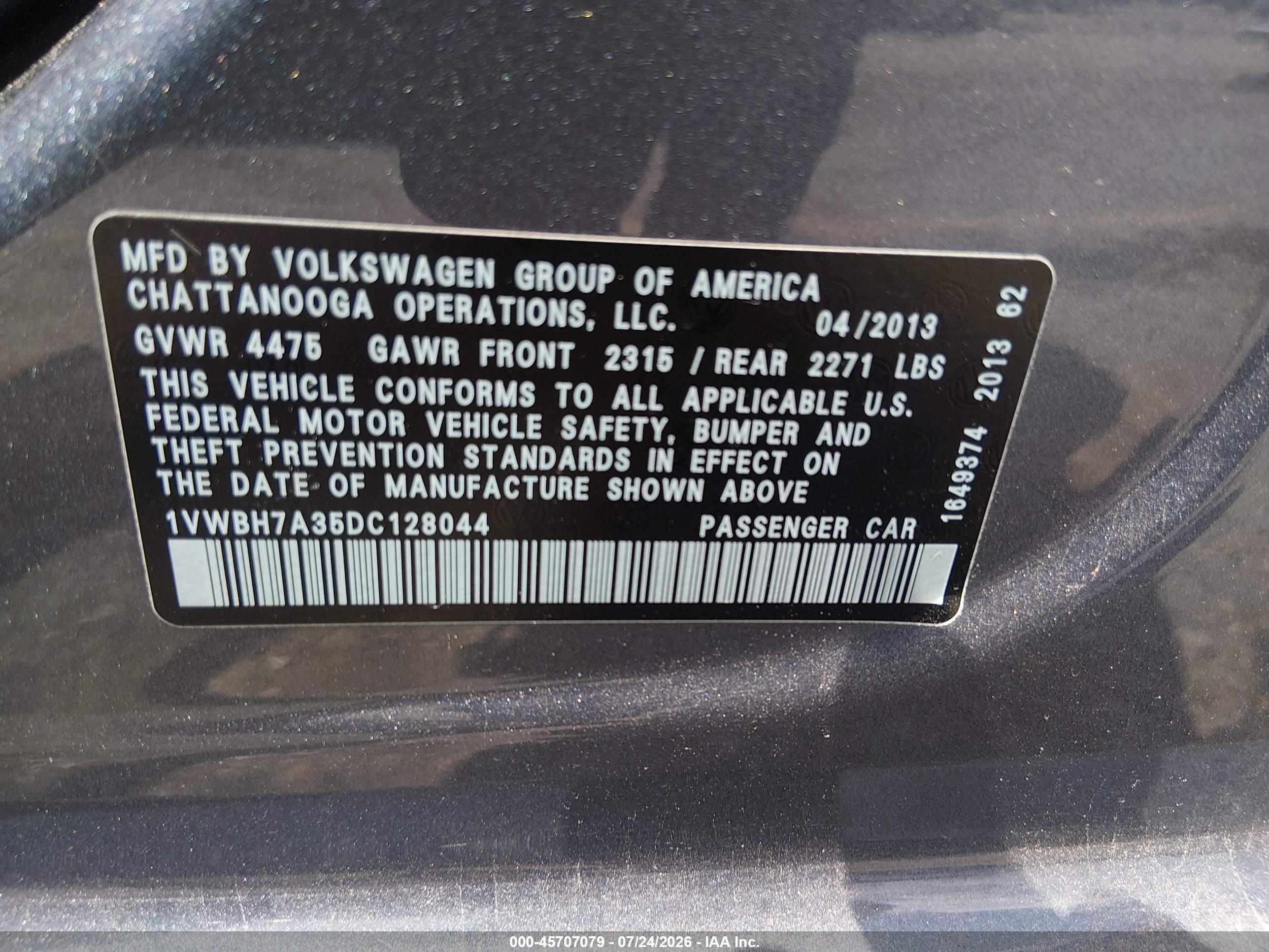 2013 Volkswagen Passat 2.5l Se Gray vin: 1VWBH7A35DC128044