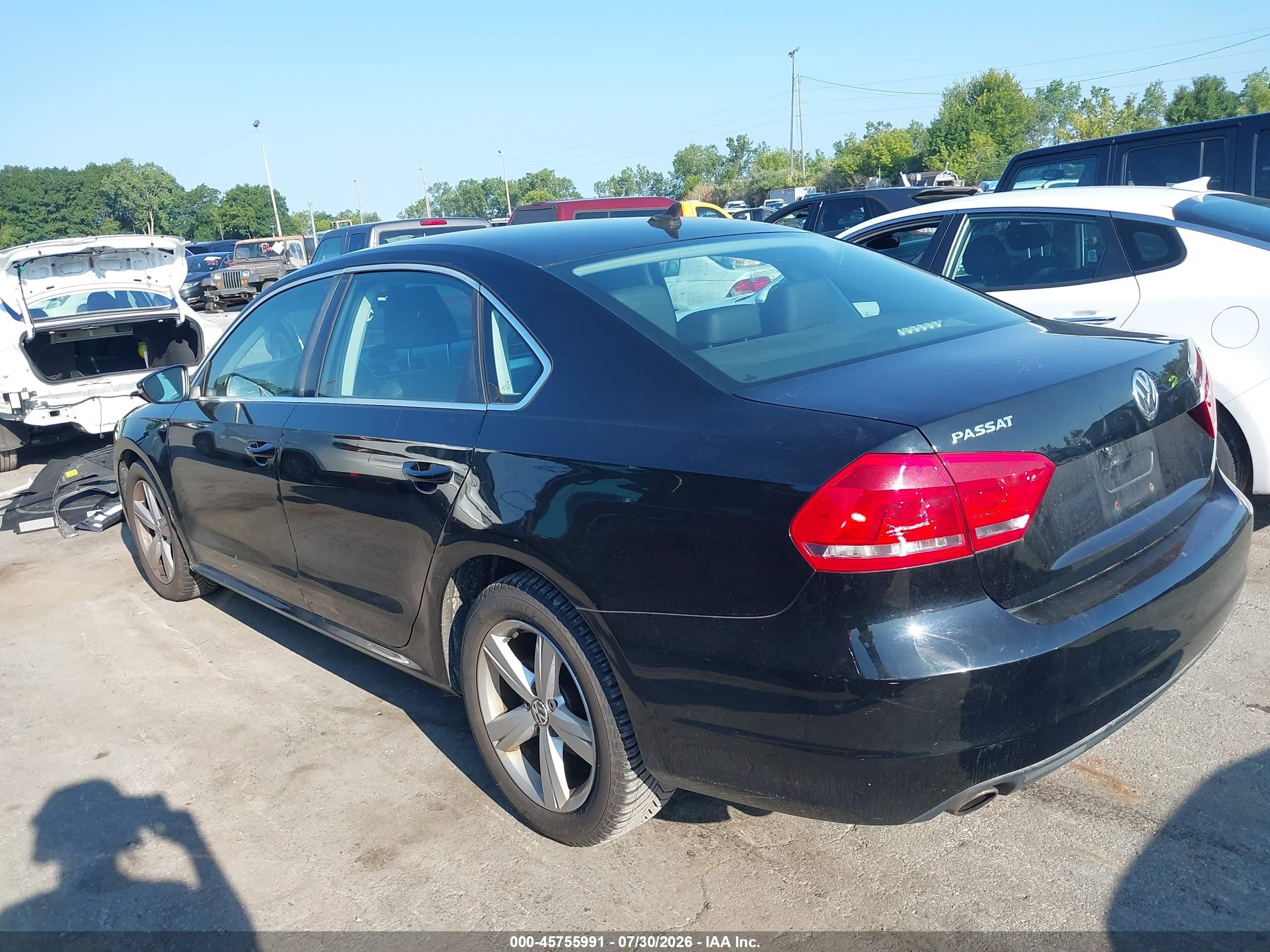 2012 Volkswagen Passat 2.5l Se Black vin: 1VWBH7A36CC093819