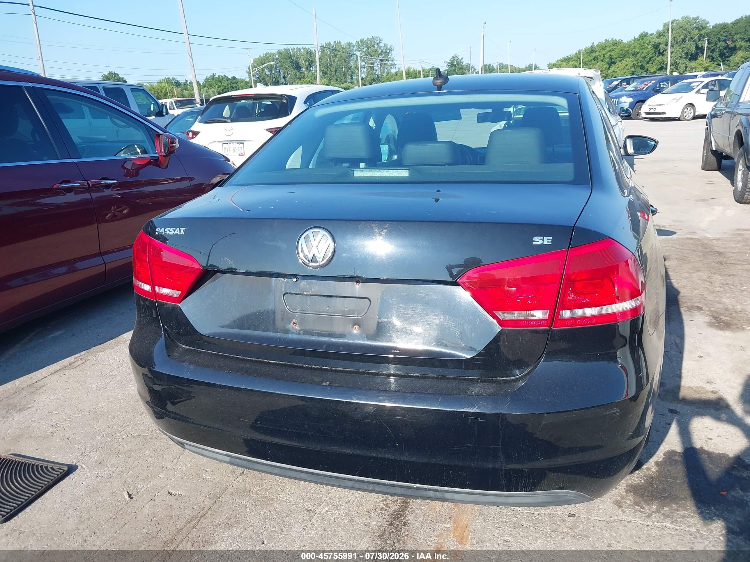 2012 Volkswagen Passat 2.5l Se Black vin: 1VWBH7A36CC093819