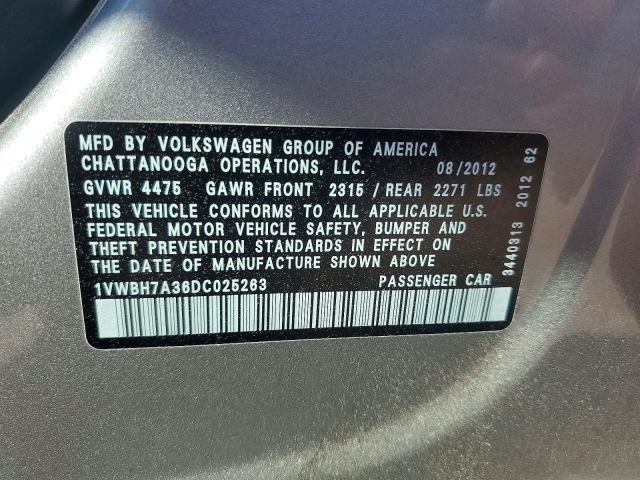 2013 Volkswagen Passat Se Silver vin: 1VWBH7A36DC025263