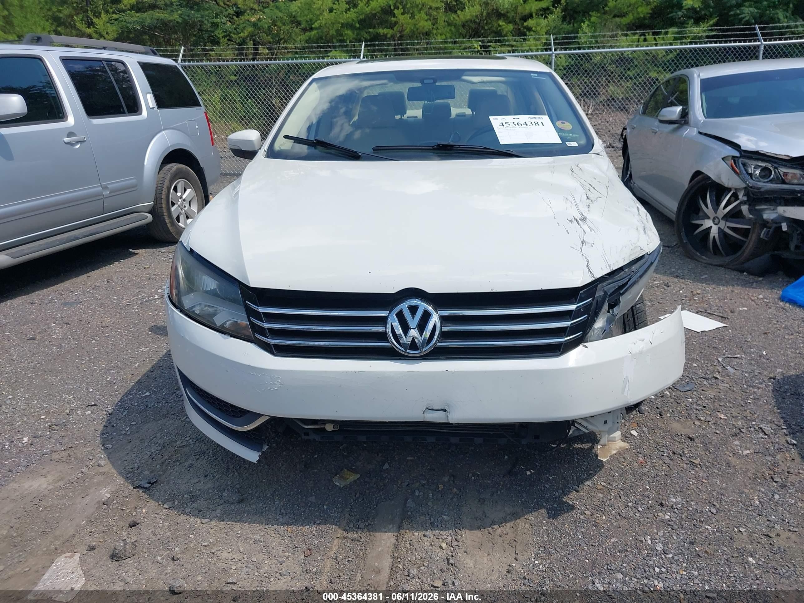 2013 Volkswagen Passat 2.5l Se White vin: 1VWBH7A37DC054867