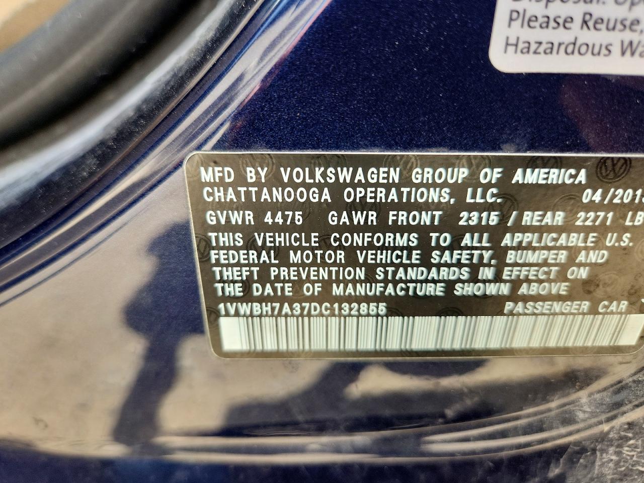 2013 Volkswagen Passat Se Синий vin: 1VWBH7A37DC132855
